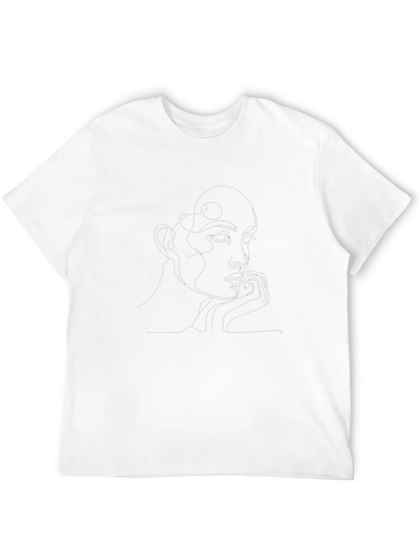Abstract Line Art Face Graphic Tee - Black
