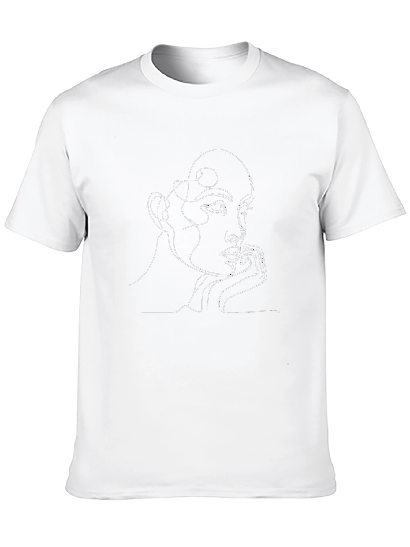 Abstract Line Art Face Graphic Tee - Black