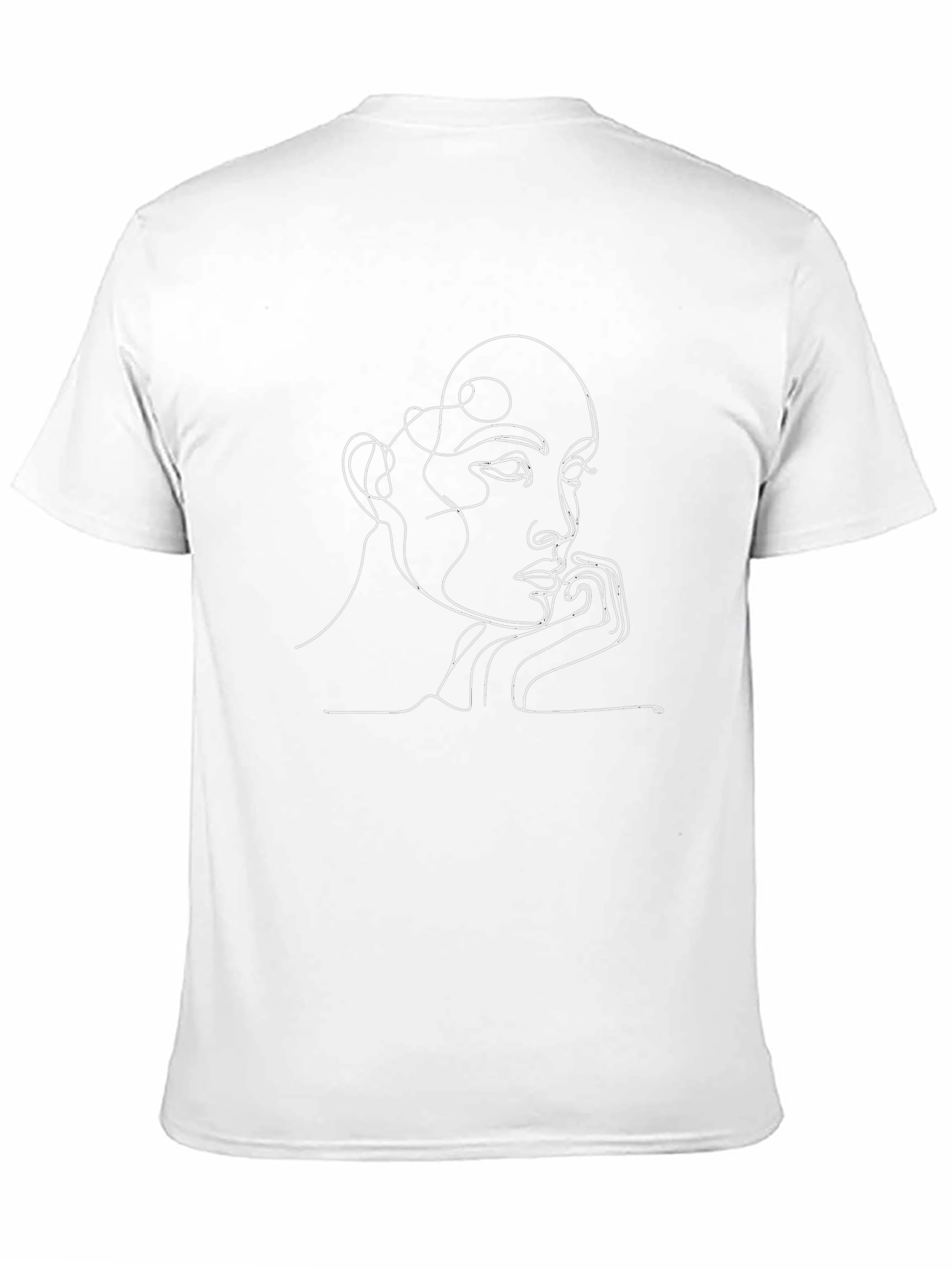 Abstract Line Art Face Graphic Tee - Black