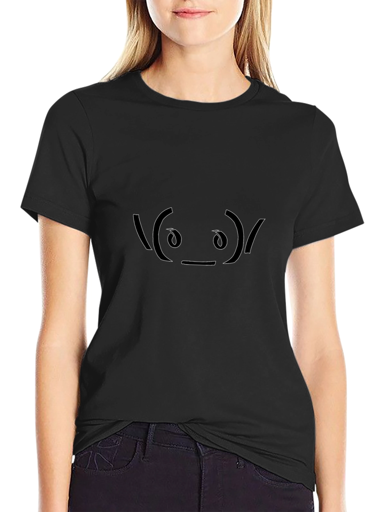Alien Emoticon Black T-Shirt