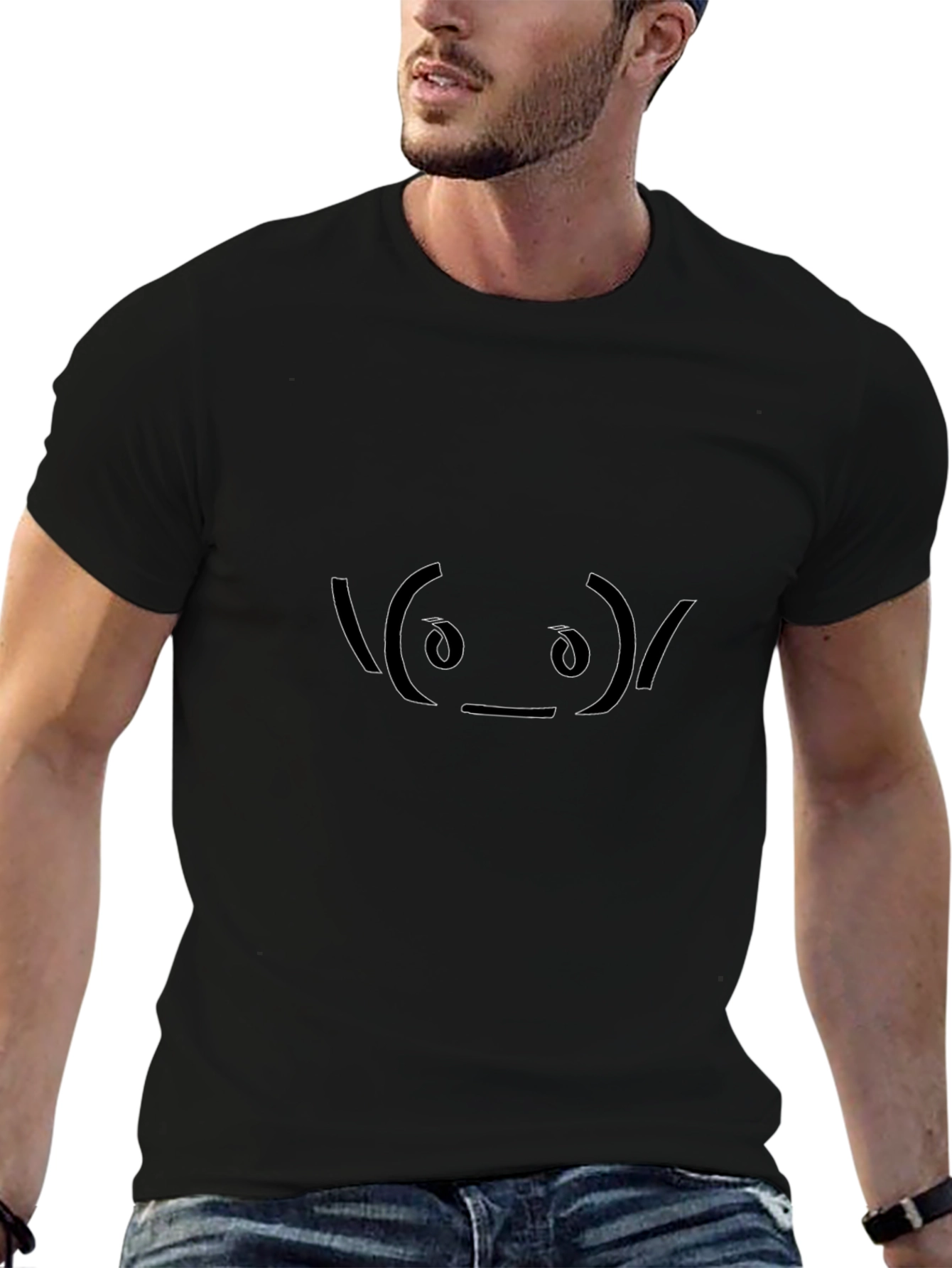 Alien Emoticon Black T-Shirt