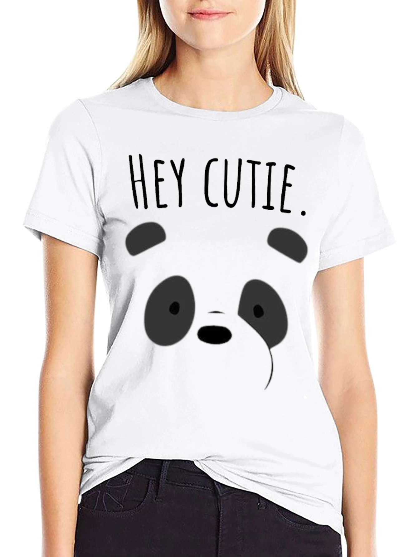 Hey Cutie Panda Graphic T-Shirt - Soft Cotton Blend