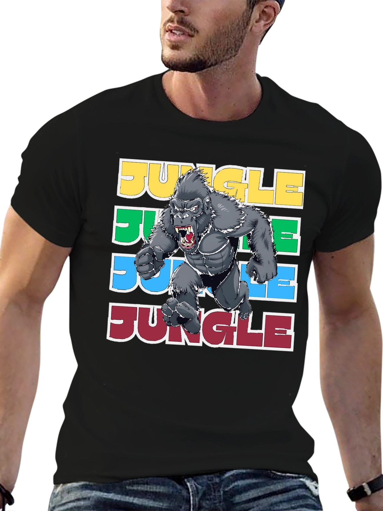 Jungle Gorilla Graphic Tee - Retro Style