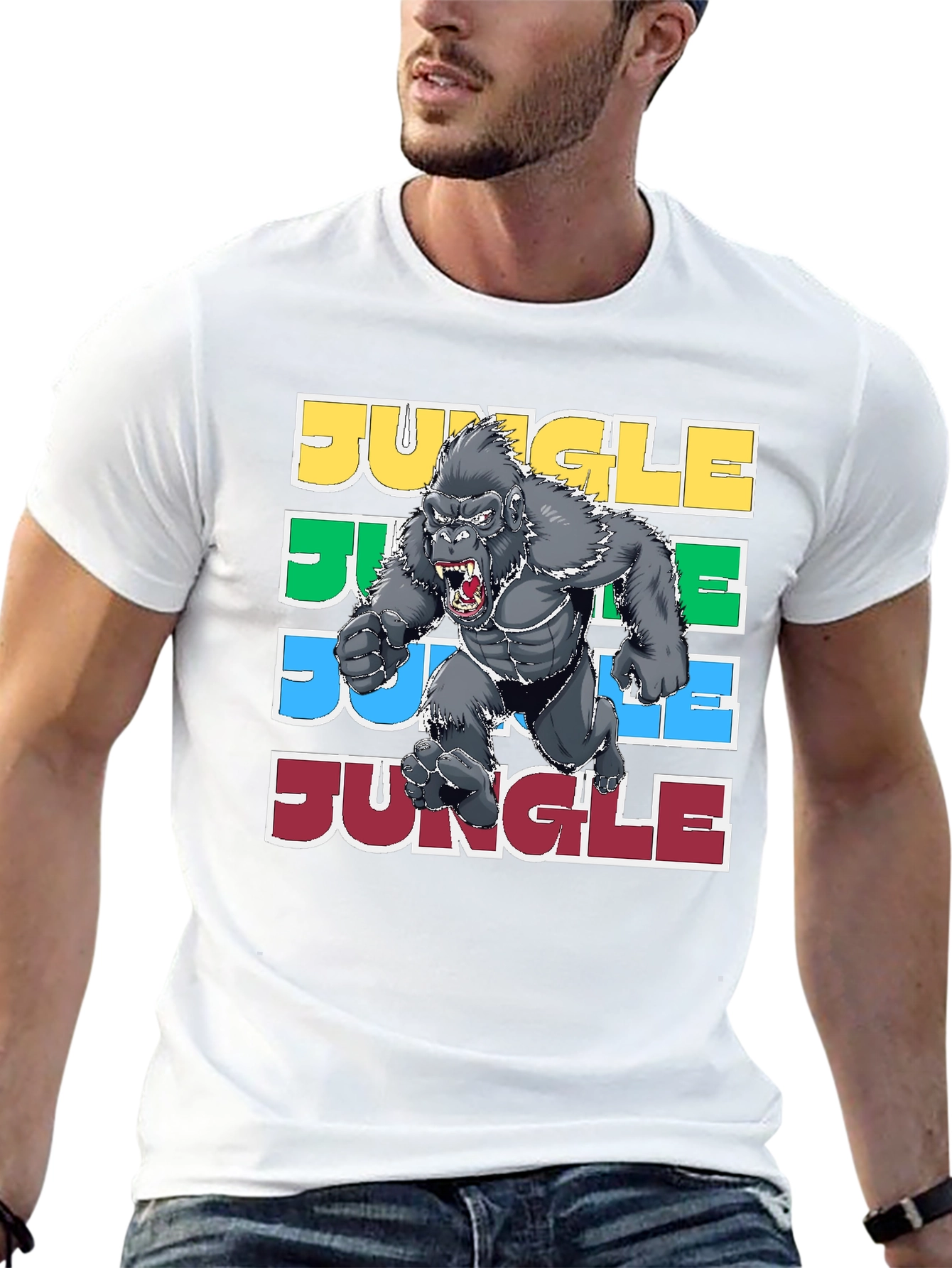 Jungle Gorilla Graphic Tee - Retro Style