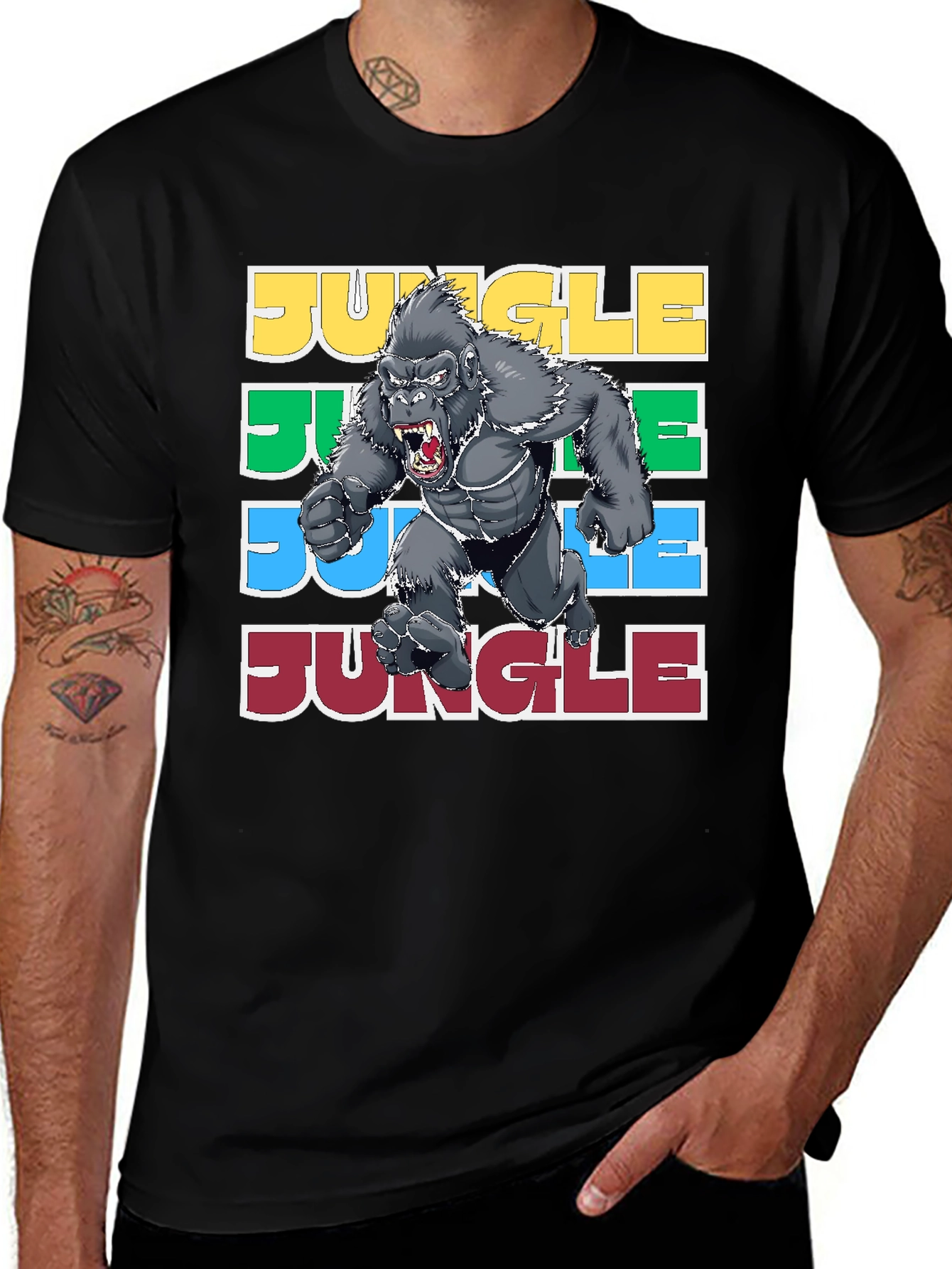 Jungle Gorilla Graphic Tee - Retro Style