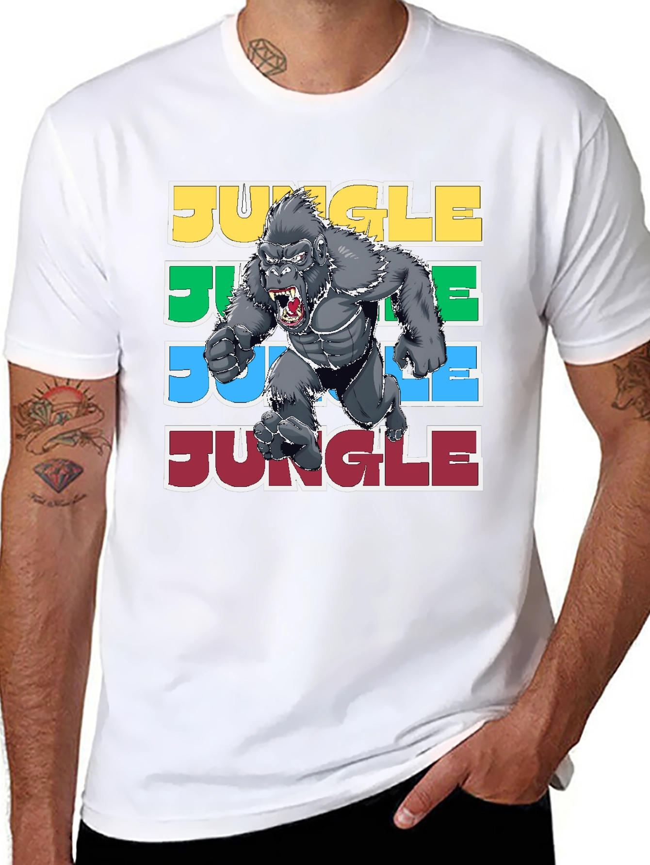 Jungle Gorilla Graphic Tee - Retro Style