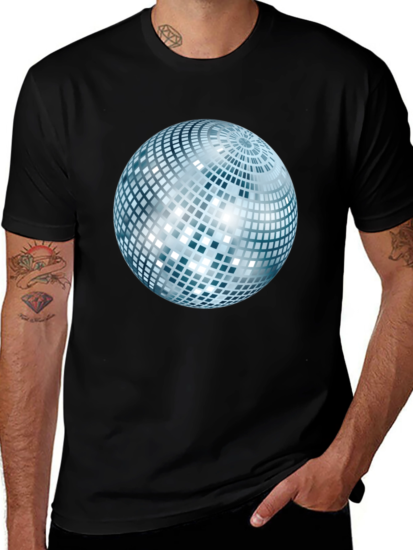 Disco Ball Graphic Black T-Shirt
