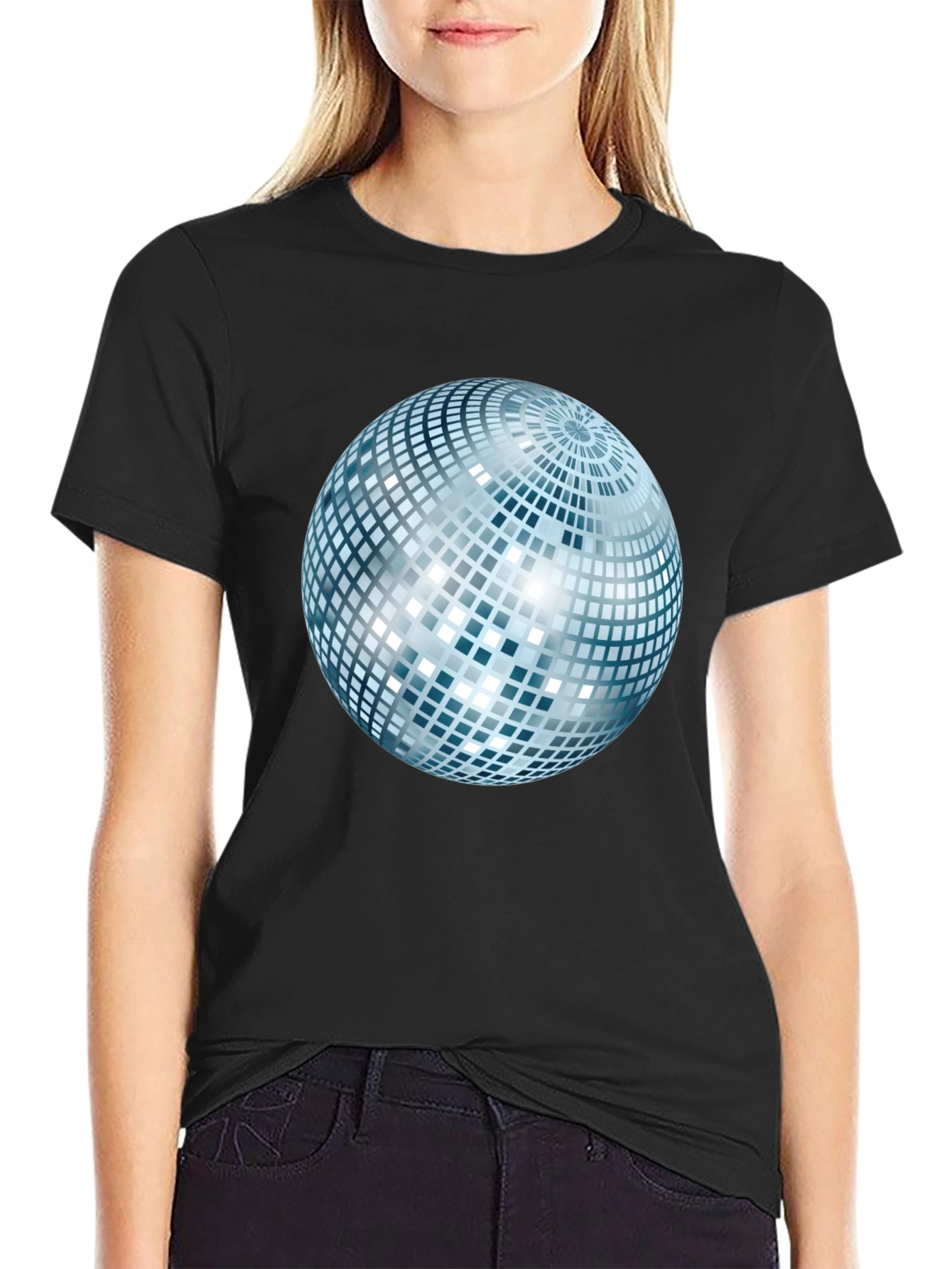 Disco Ball Graphic Black T-Shirt