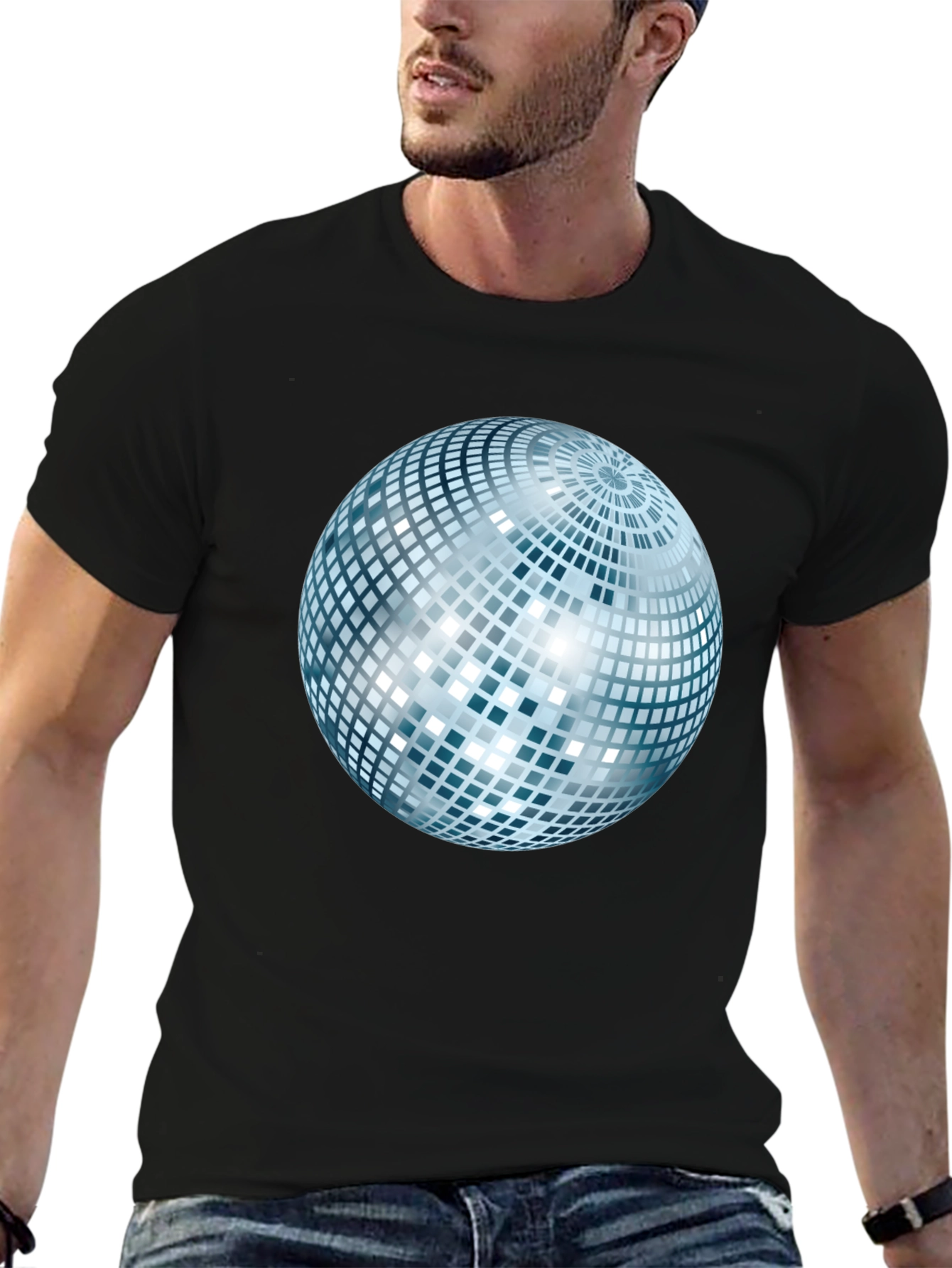 Disco Ball Graphic Black T-Shirt