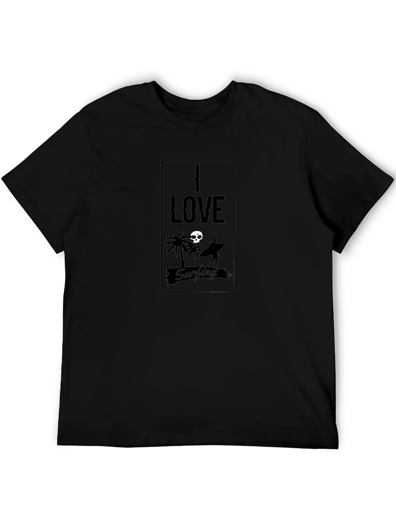 I Love Surfing Black T-Shirt