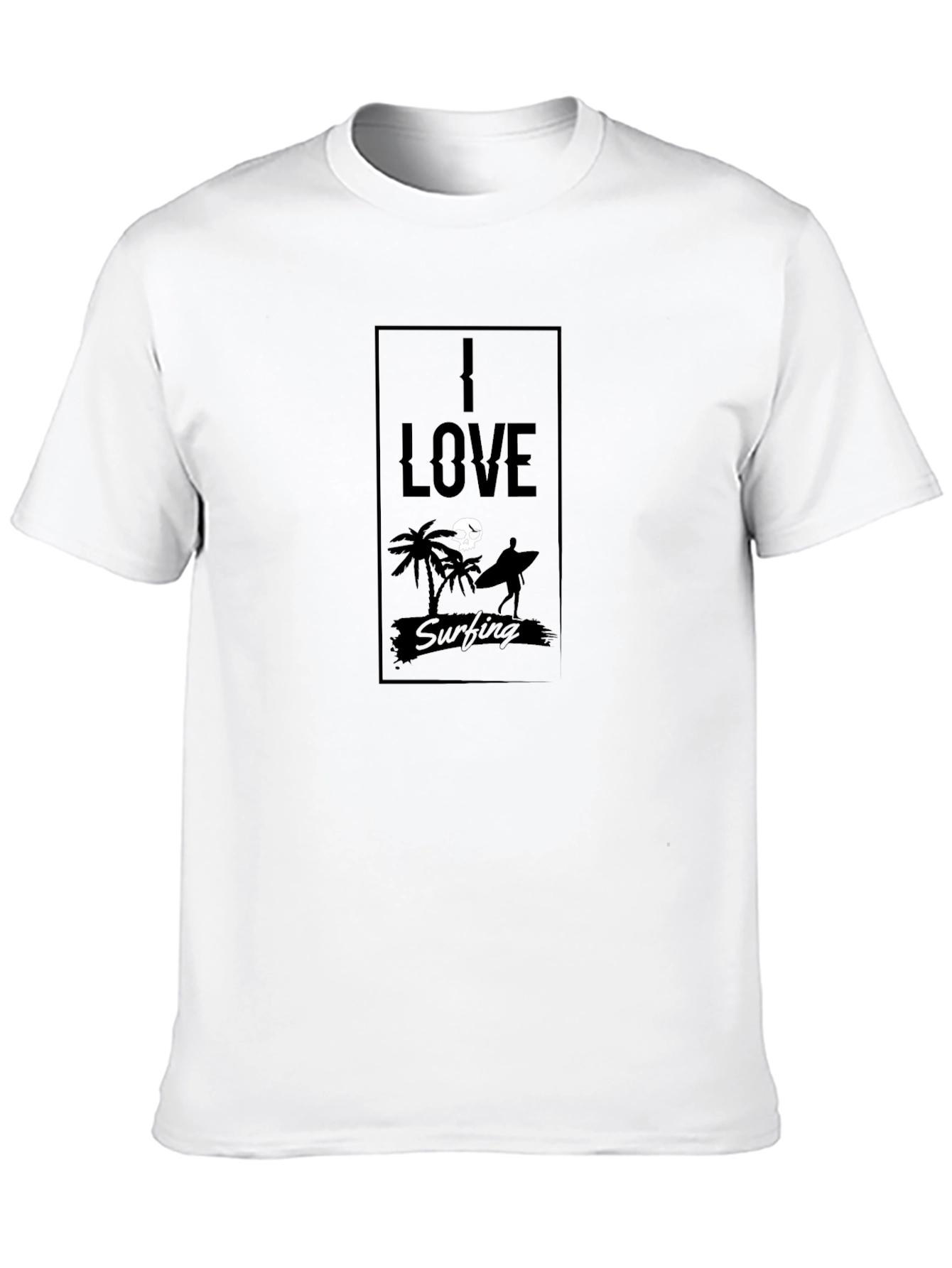 I Love Surfing Black T-Shirt