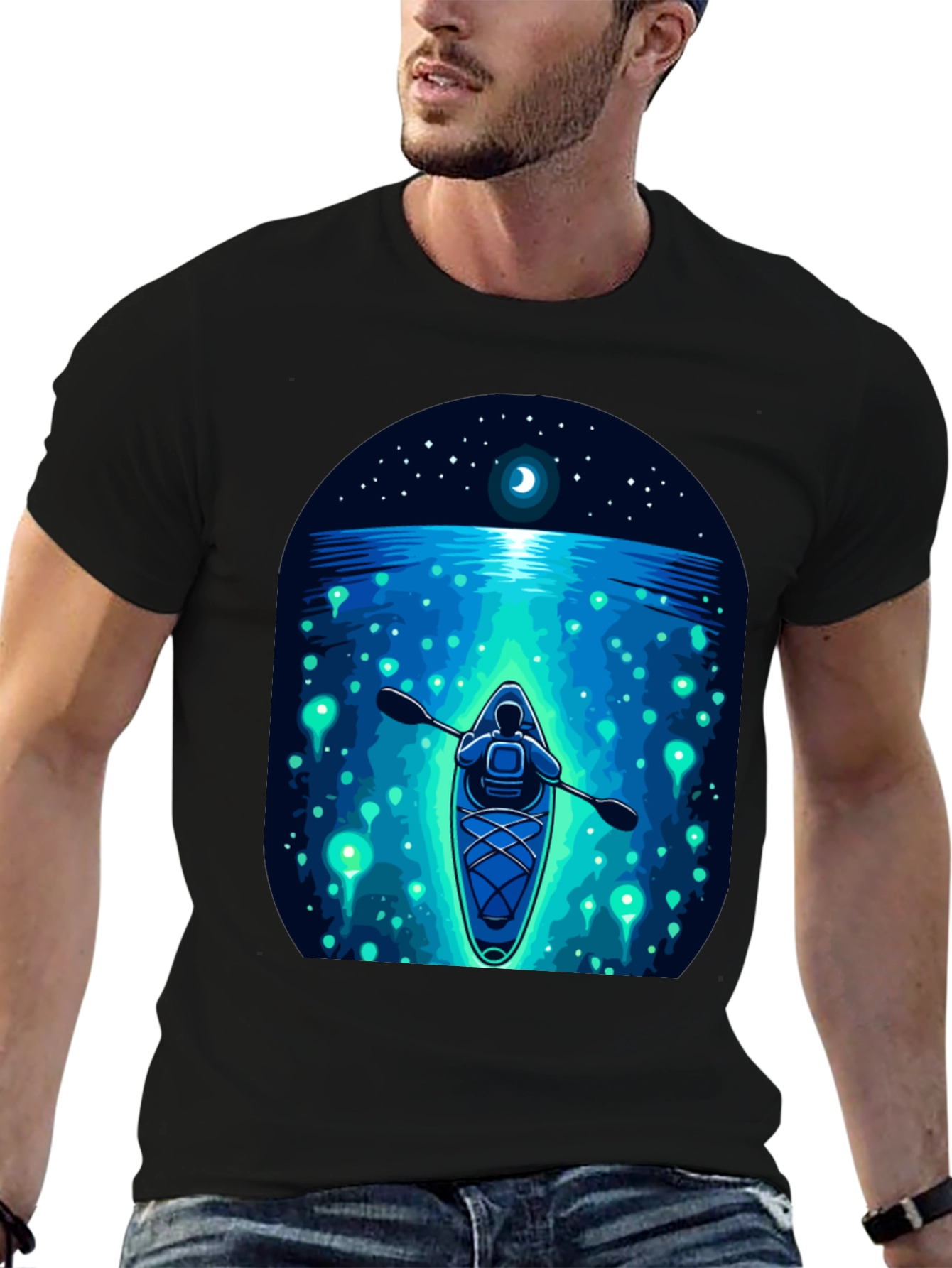 Kayak Under Moonlight Graphic Tee