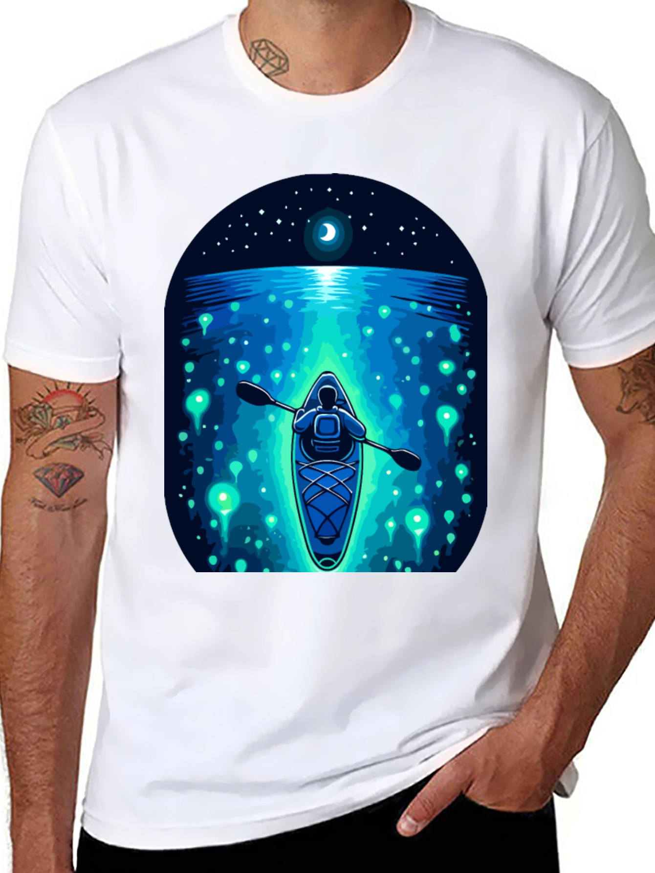 Kayak Under Moonlight Graphic Tee