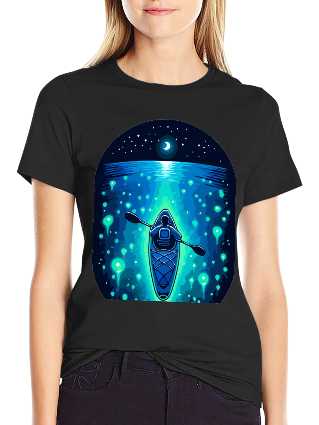Kayak Under Moonlight Graphic Tee