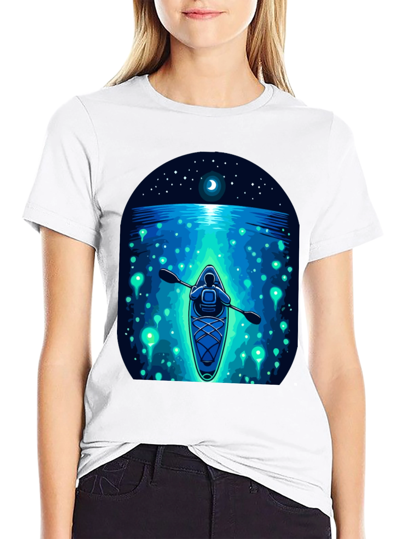 Kayak Under Moonlight Graphic Tee