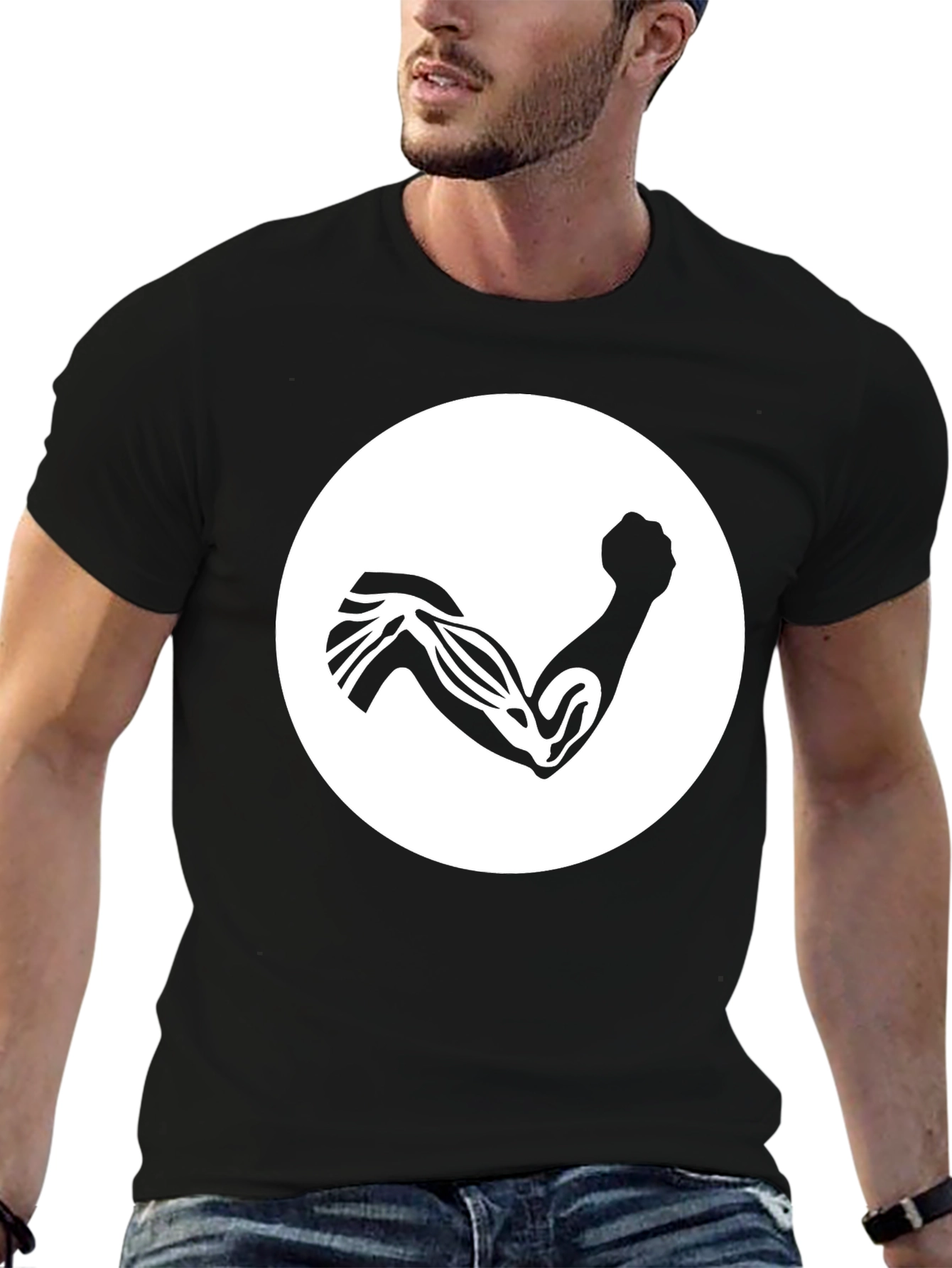 Black Muscle Arm Graphic Tee