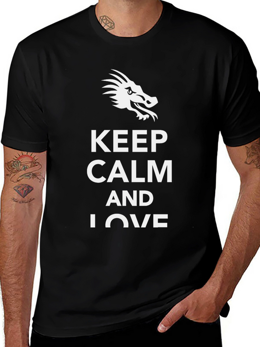 Keep Calm Dragon Love T-Shirt - Mens Black Tee