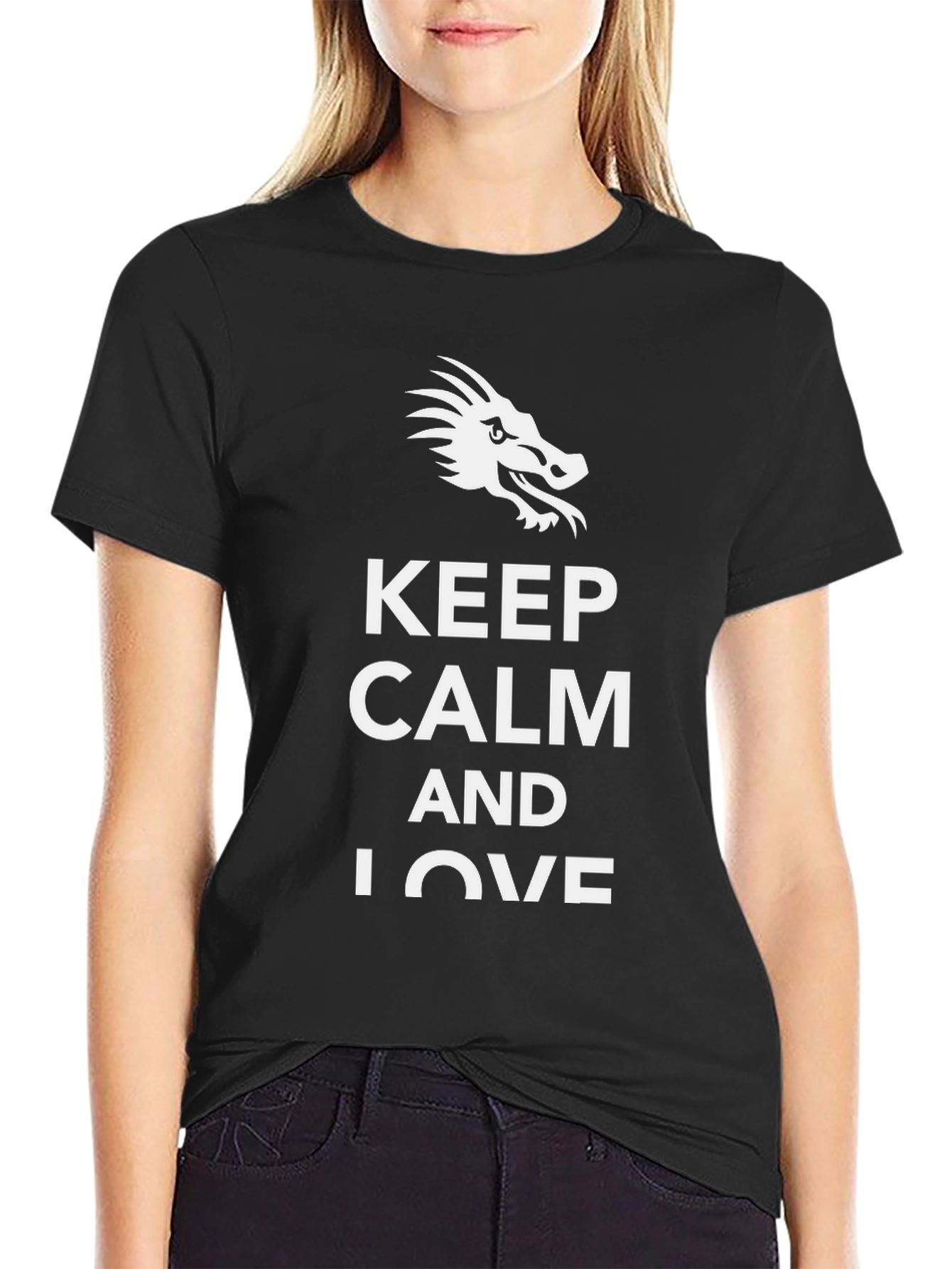 Keep Calm Dragon Love T-Shirt - Mens Black Tee