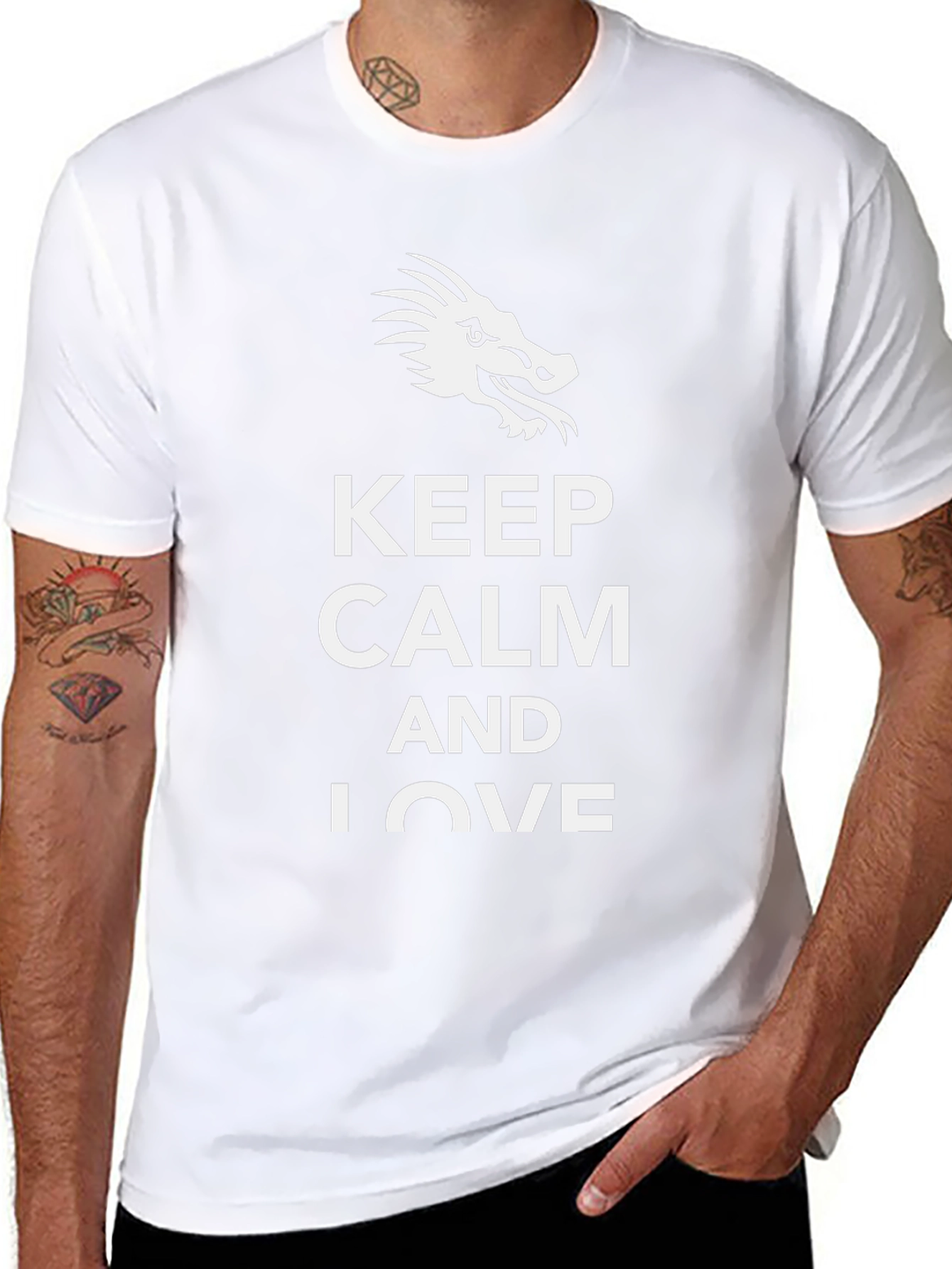 Keep Calm Dragon Love T-Shirt - Mens Black Tee