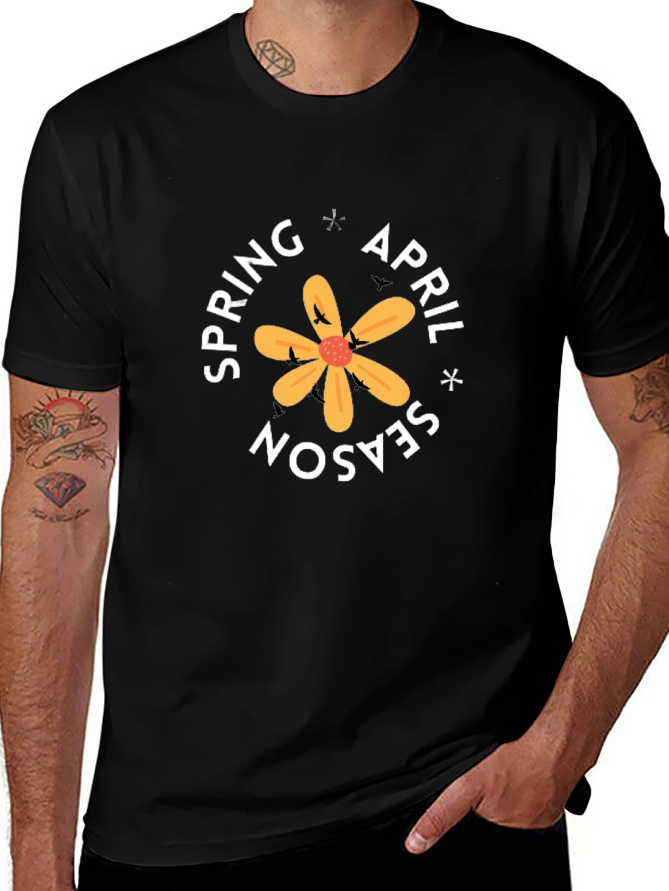 Spring April Season Black Graphic Tee
