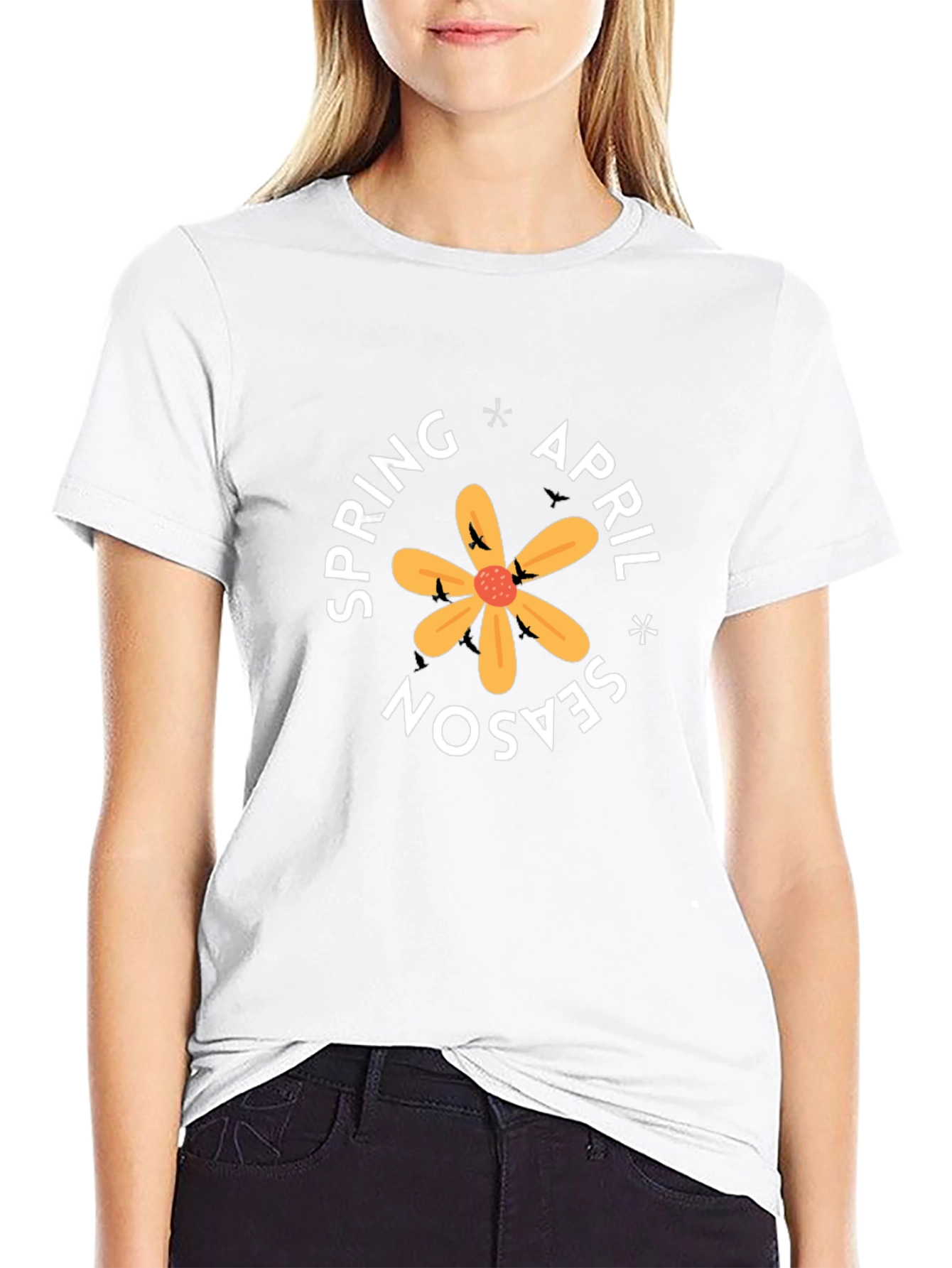 Spring April Season Black Graphic Tee