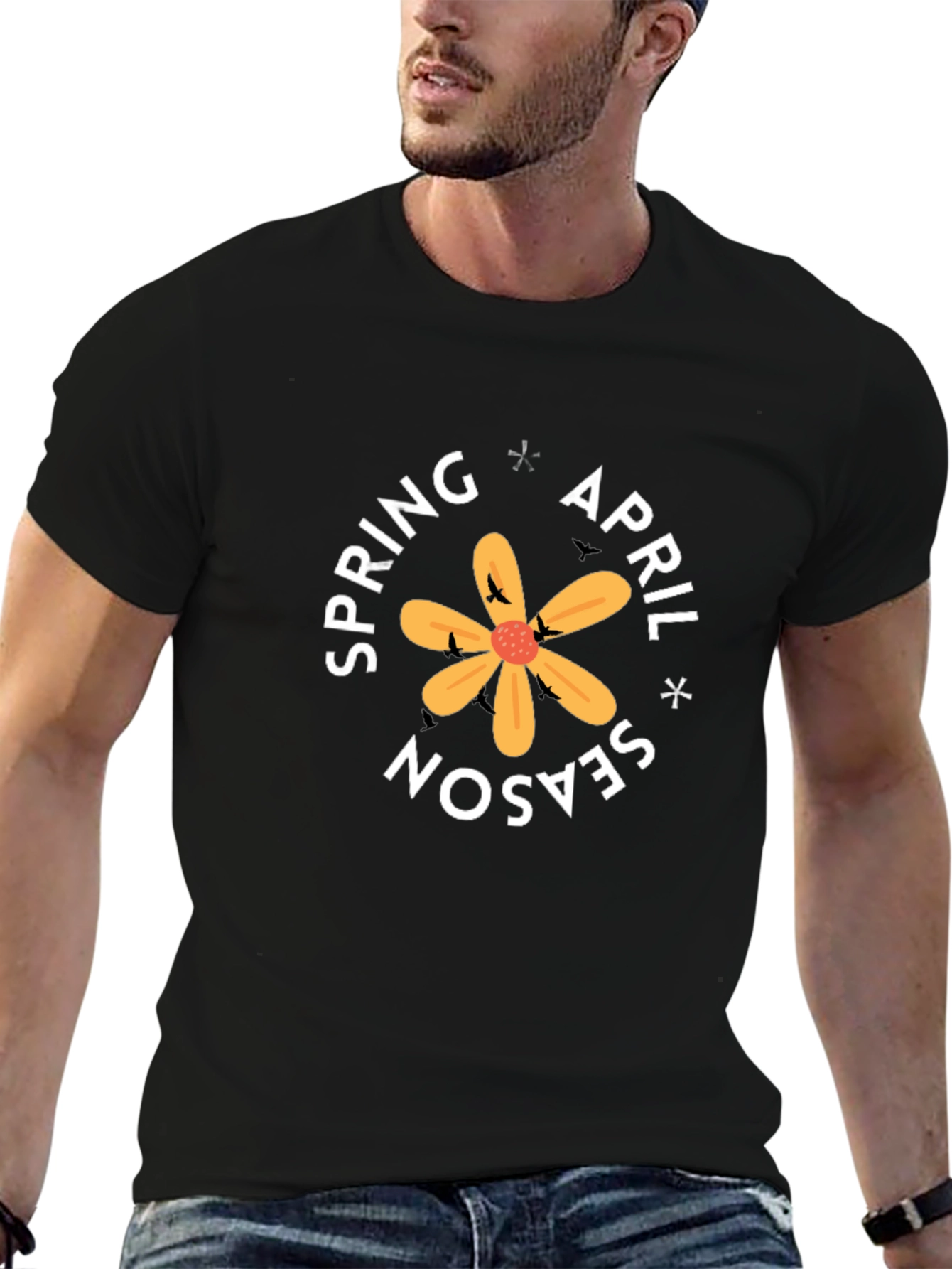 Spring April Season Black Graphic Tee