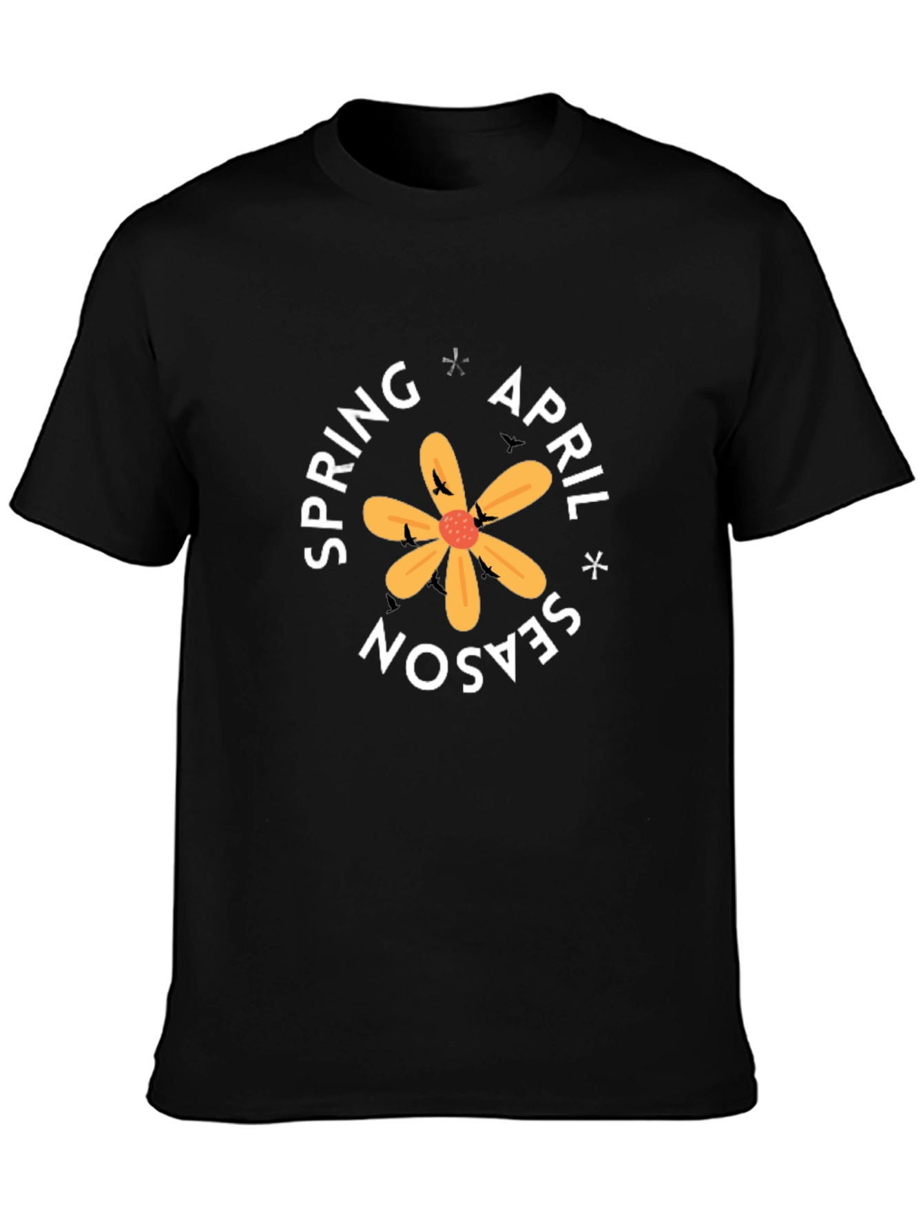 Spring April Season Black Graphic Tee