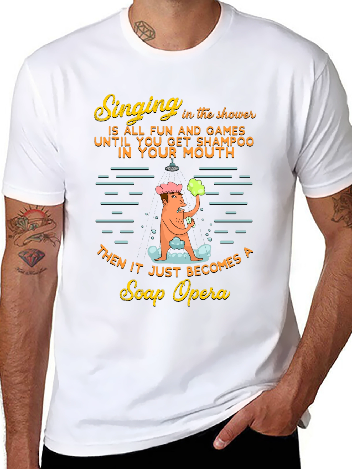 Funny Shower Singing Soap Opera Graphic T-Shirt