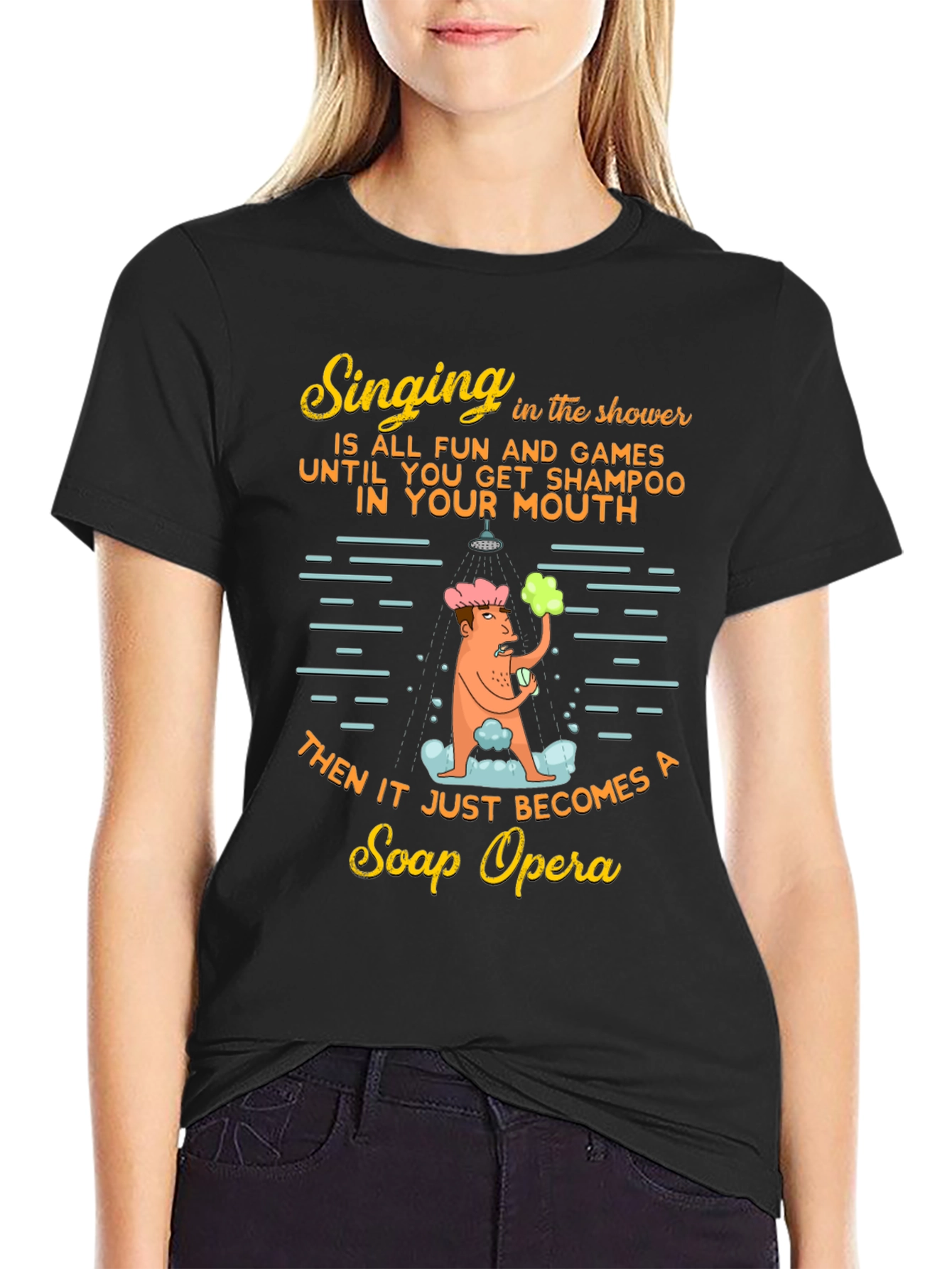 Funny Shower Singing Soap Opera Graphic T-Shirt