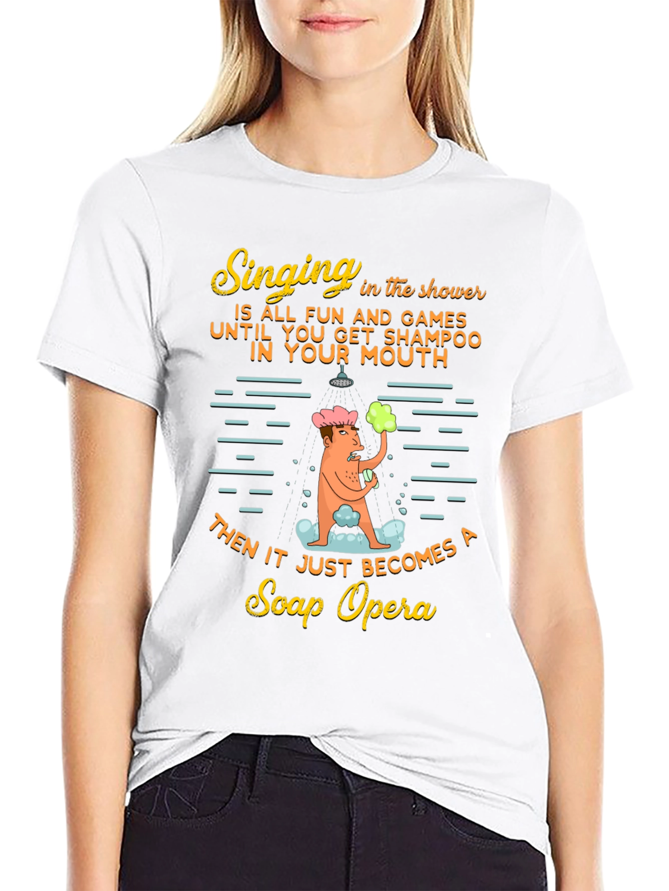 Funny Shower Singing Soap Opera Graphic T-Shirt