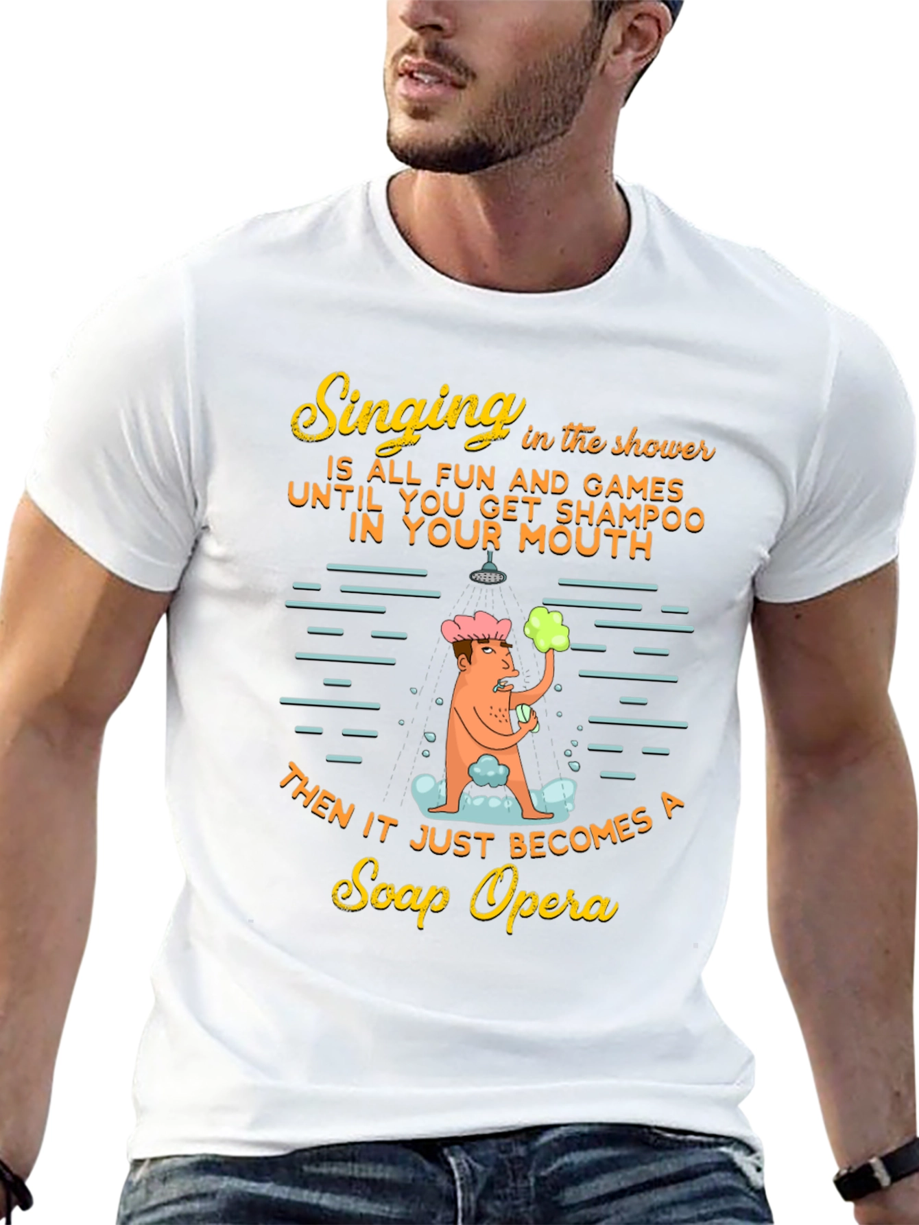 Funny Shower Singing Soap Opera Graphic T-Shirt