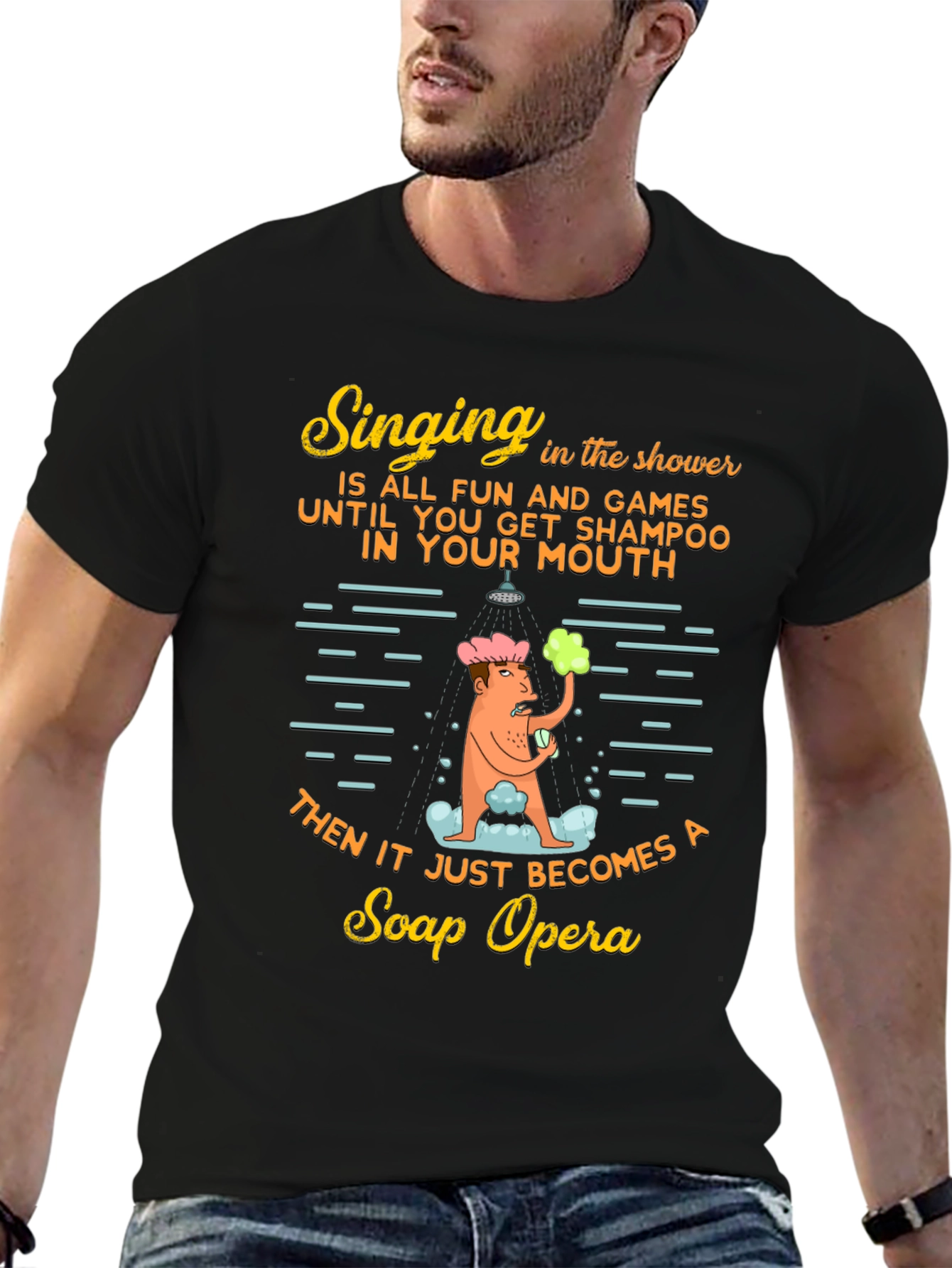 Funny Shower Singing Soap Opera Graphic T-Shirt