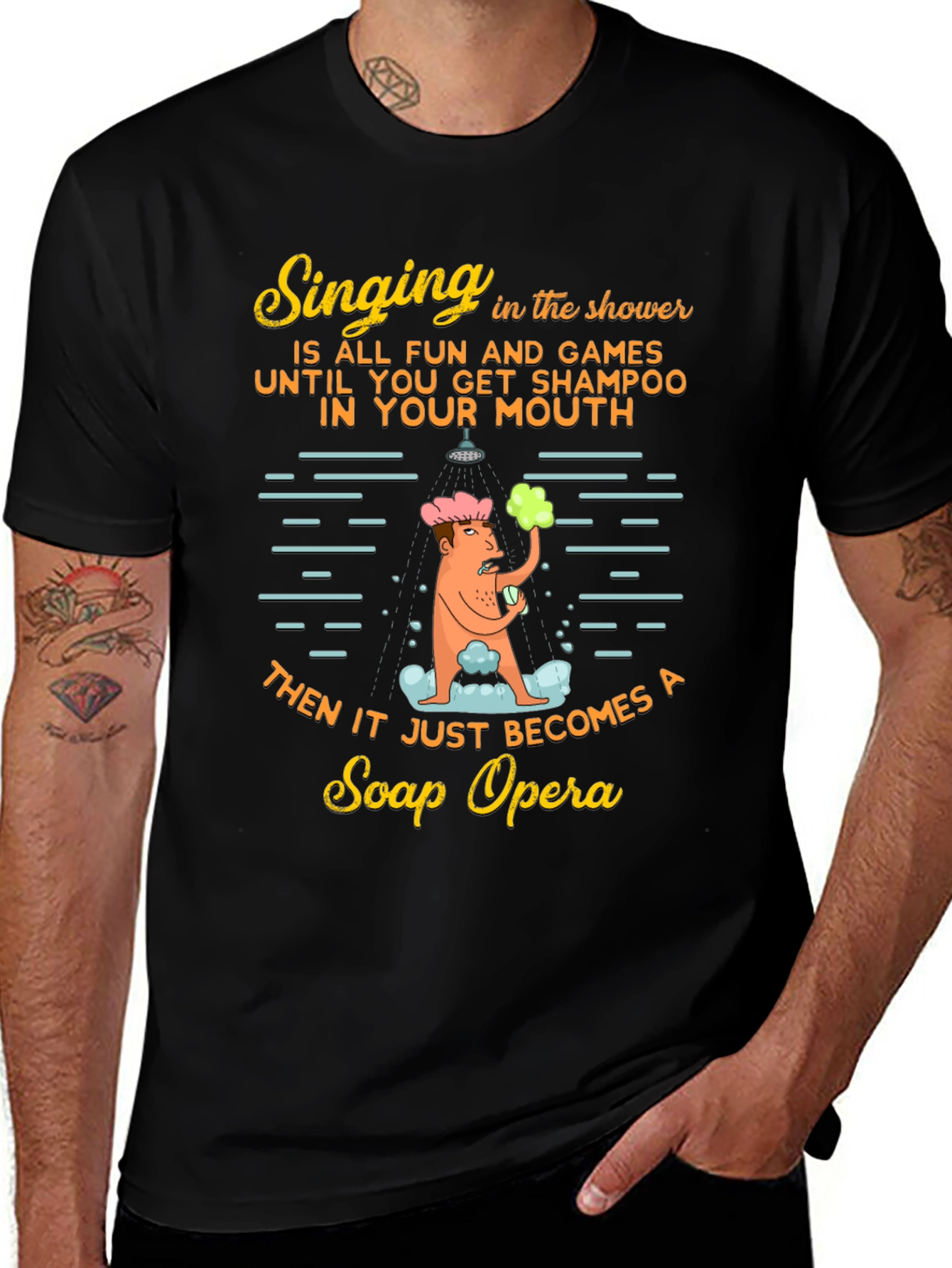 Funny Shower Singing Soap Opera Graphic T-Shirt