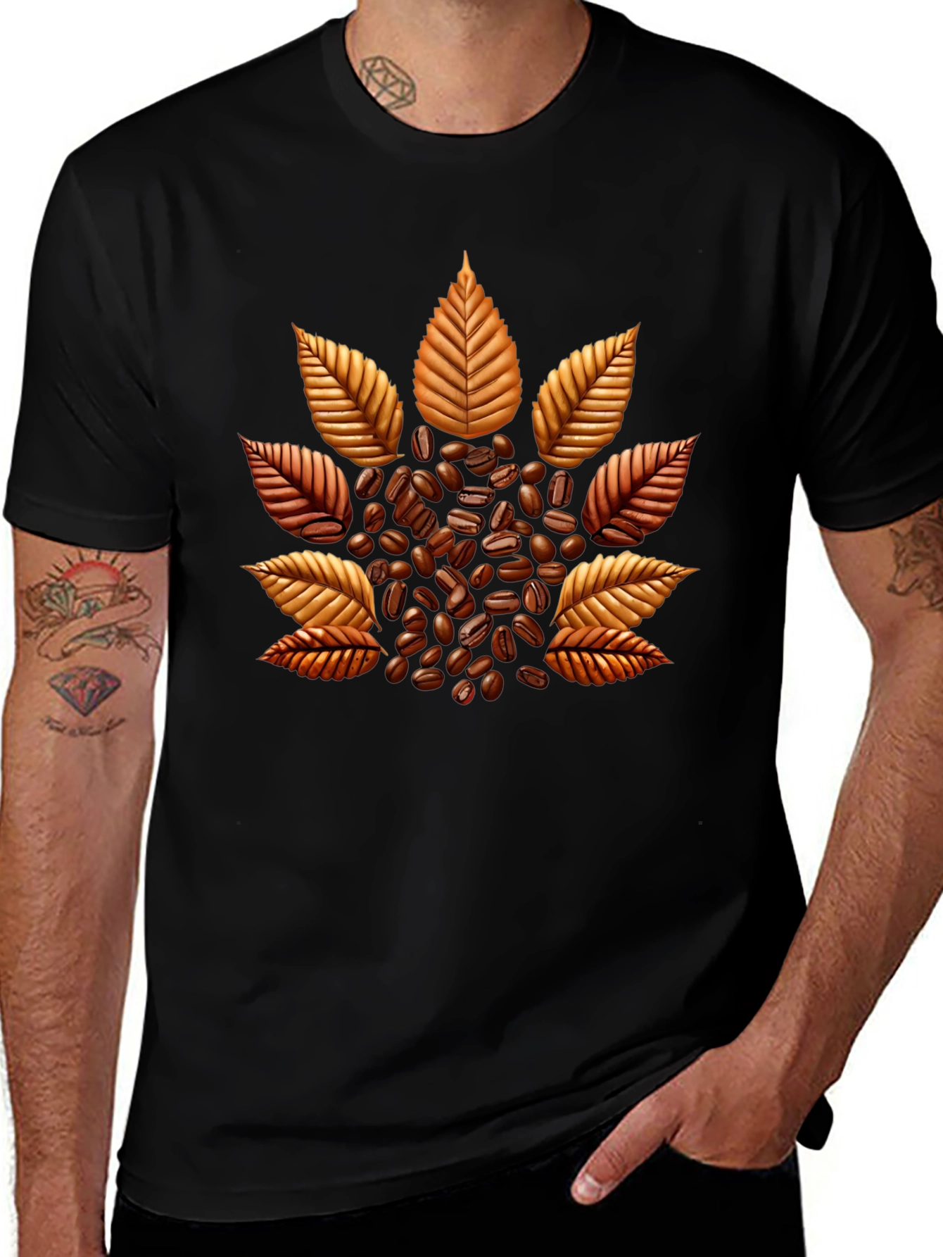 Coffee Bean Leaf Graphic T-Shirt - Unique Design