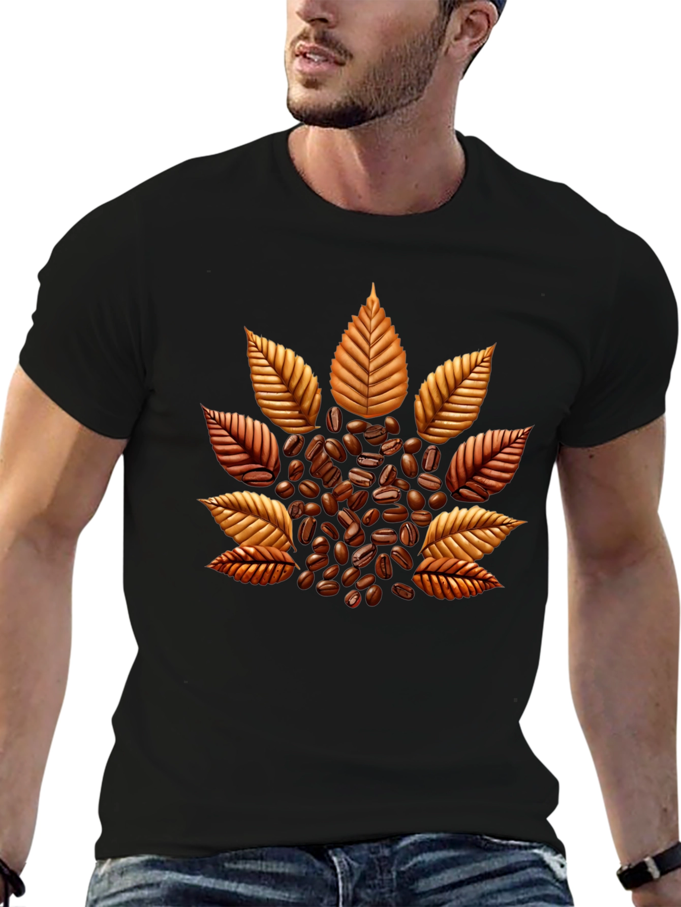 Coffee Bean Leaf Graphic T-Shirt - Unique Design