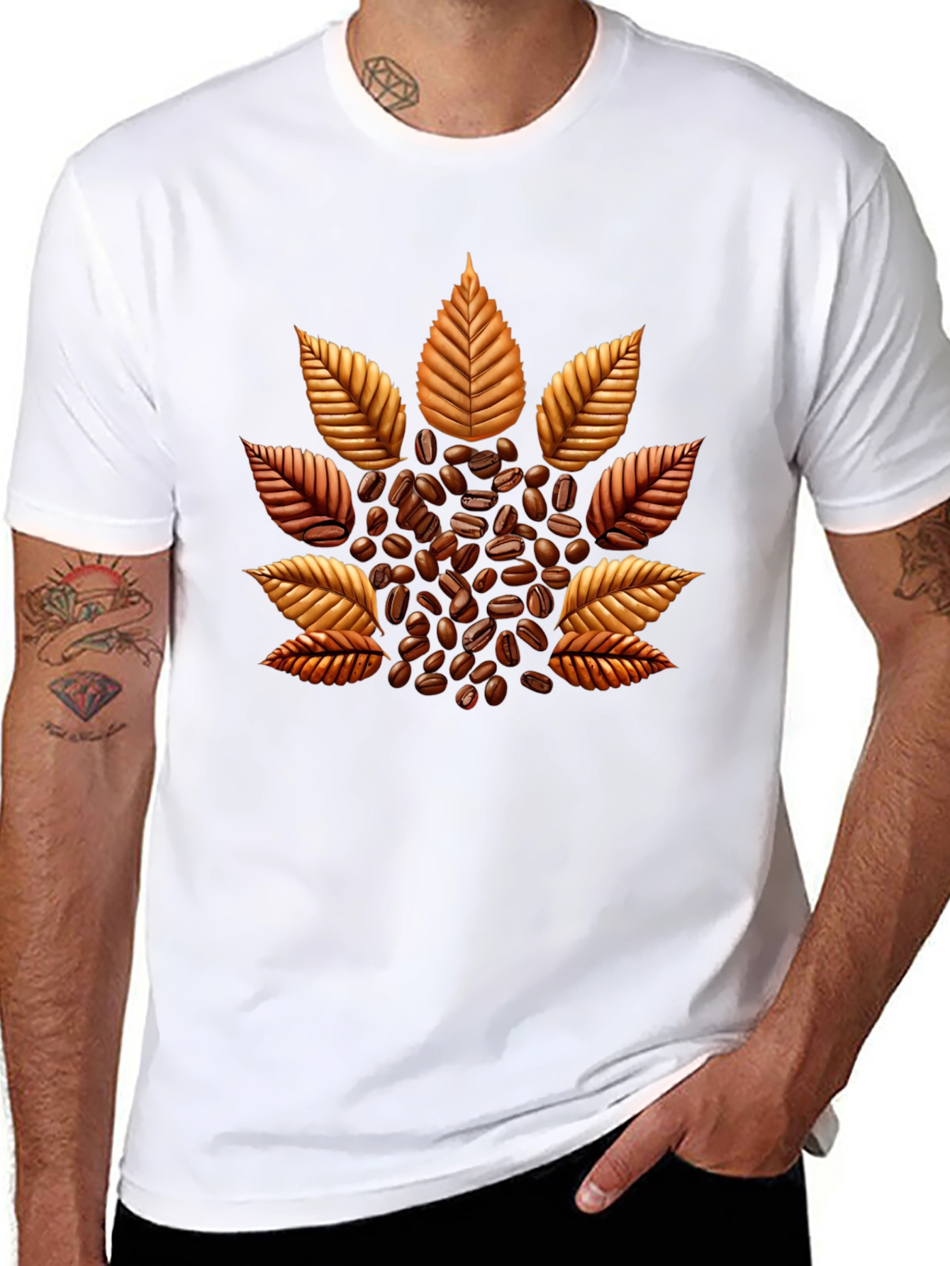 Coffee Bean Leaf Graphic T-Shirt - Unique Design