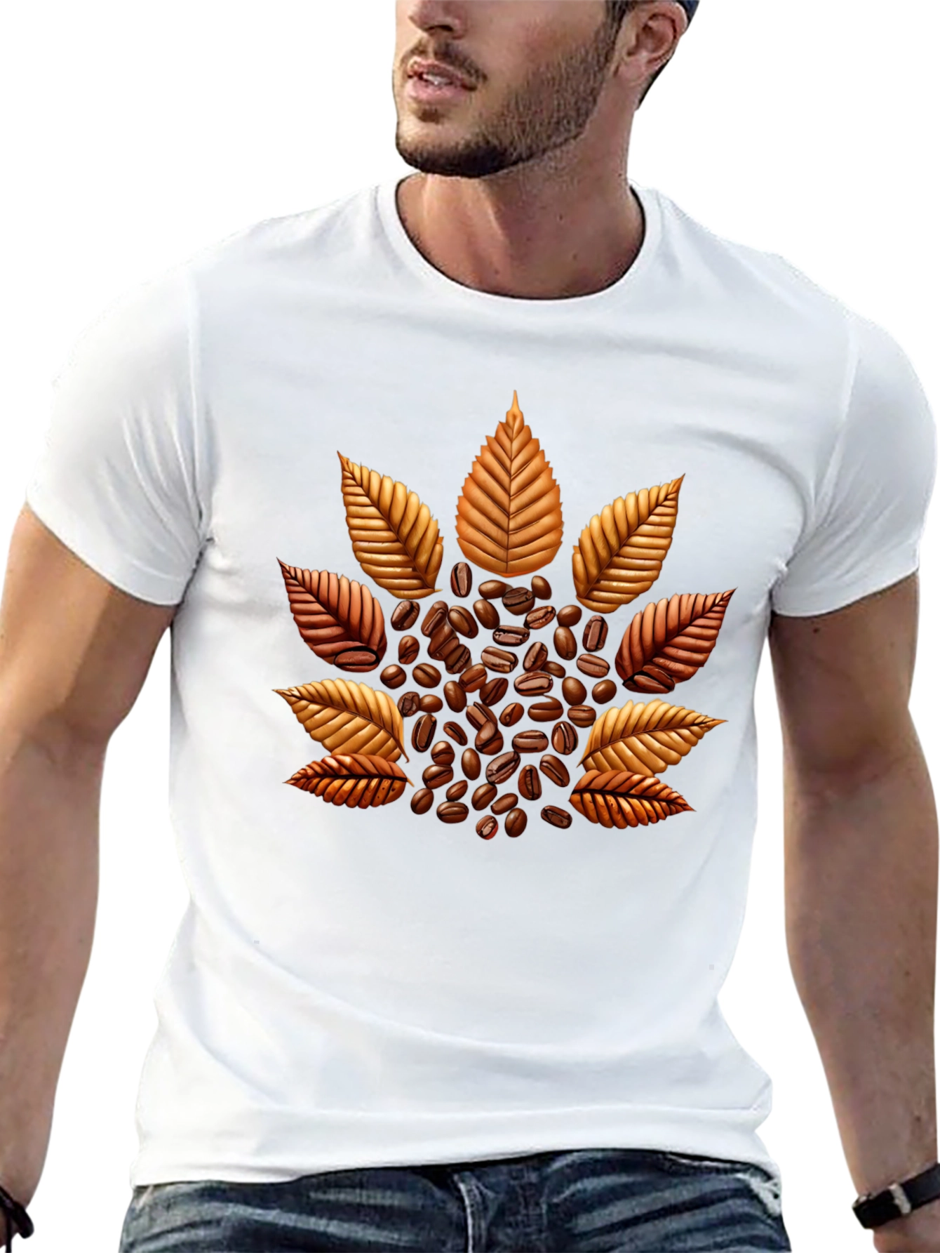 Coffee Bean Leaf Graphic T-Shirt - Unique Design