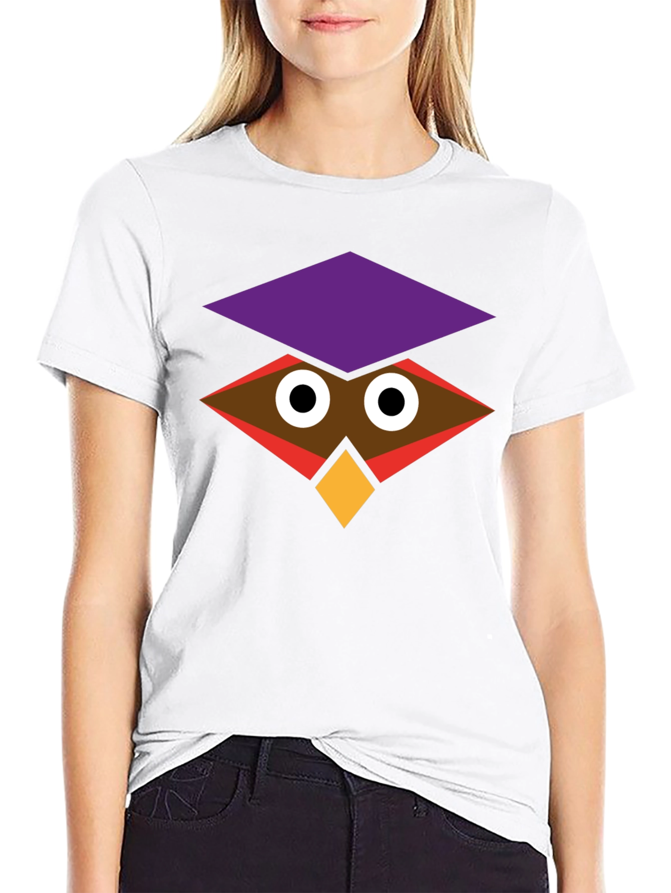 Geometric Owl Graphic Black T-Shirt