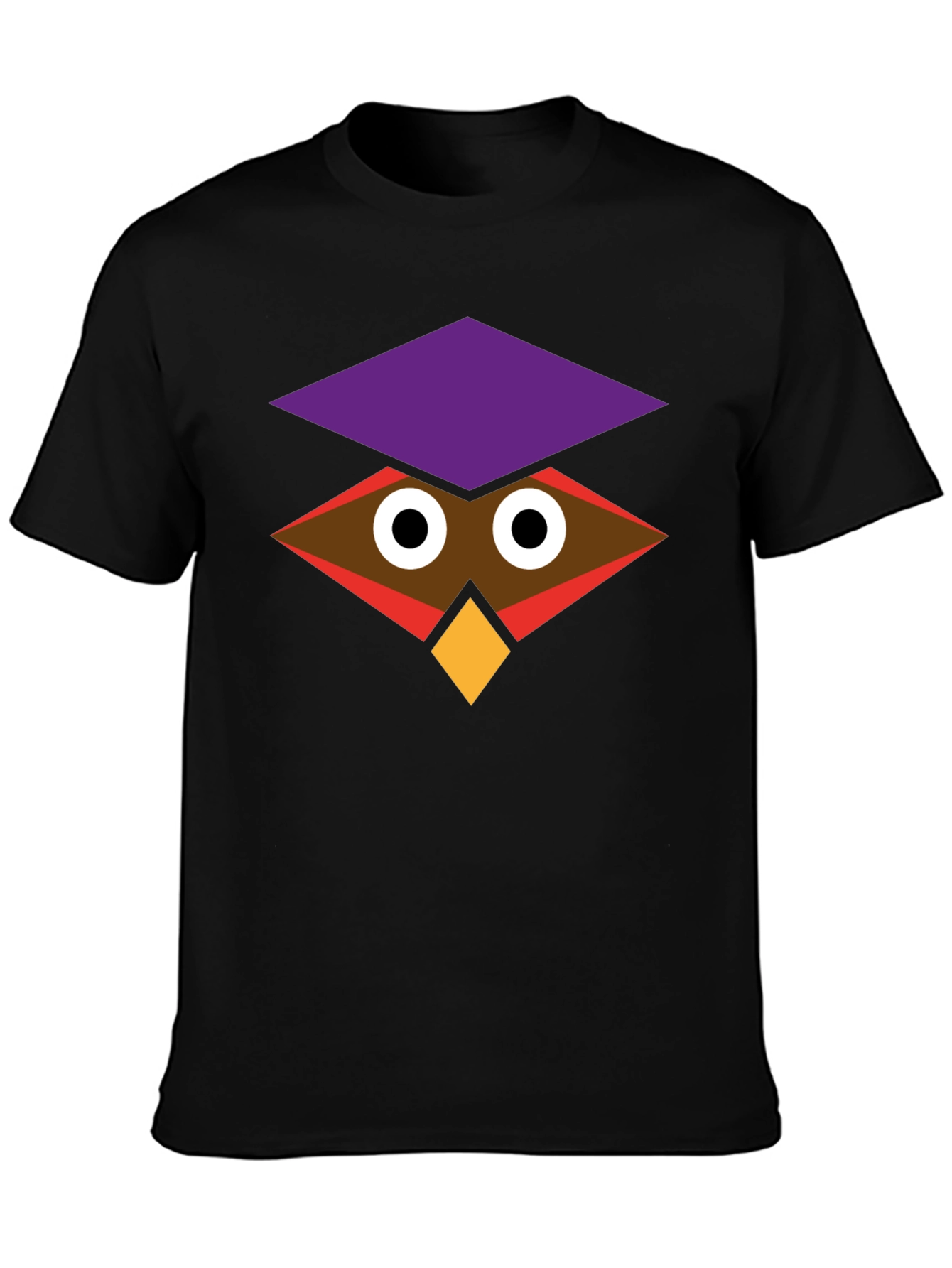 Geometric Owl Graphic Black T-Shirt
