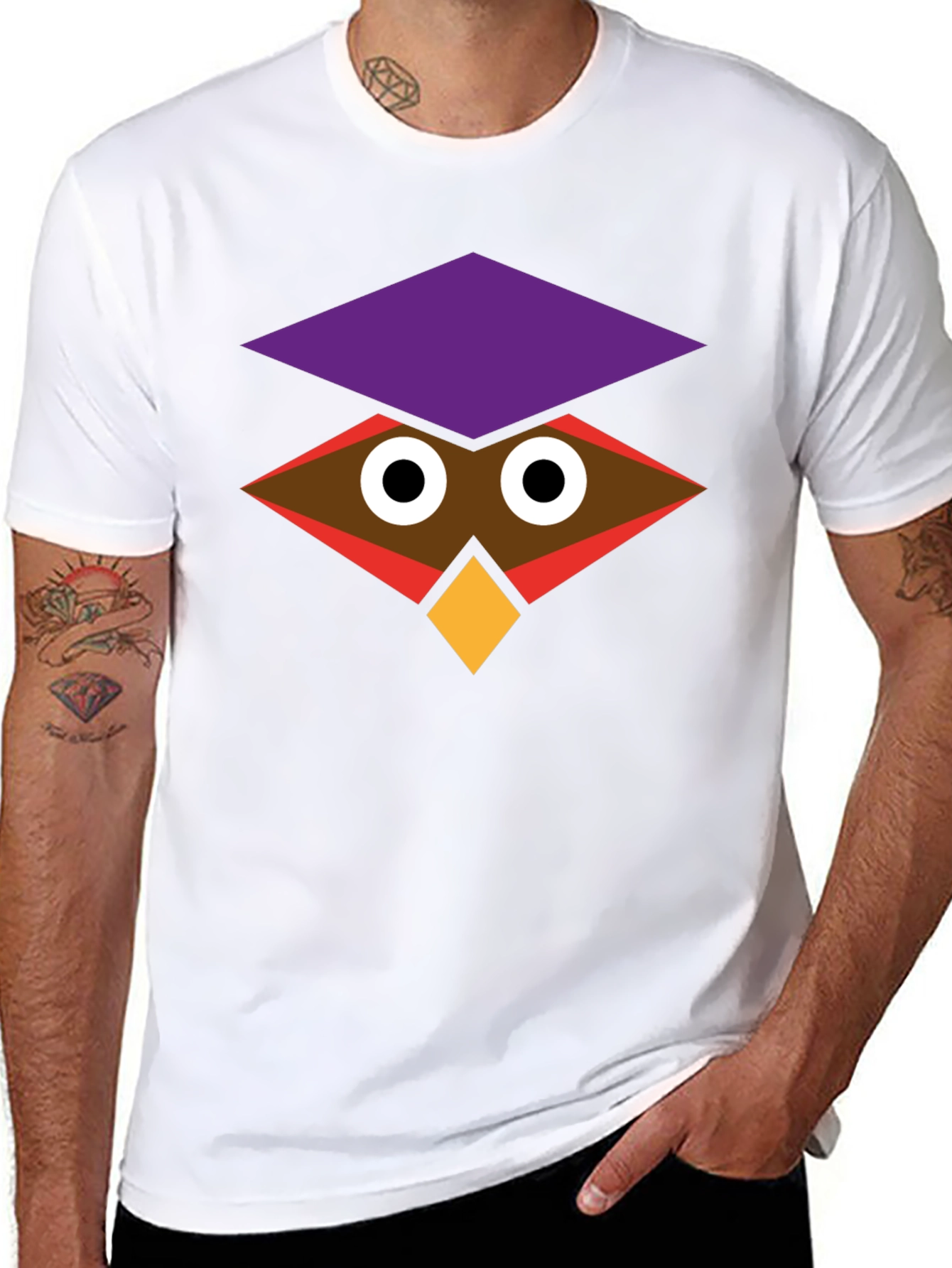 Geometric Owl Graphic Black T-Shirt