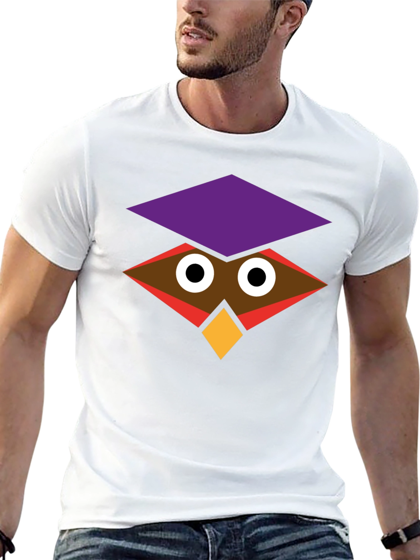 Geometric Owl Graphic Black T-Shirt