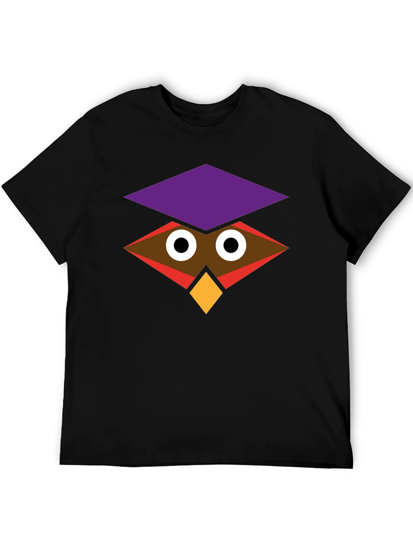 Geometric Owl Graphic Black T-Shirt