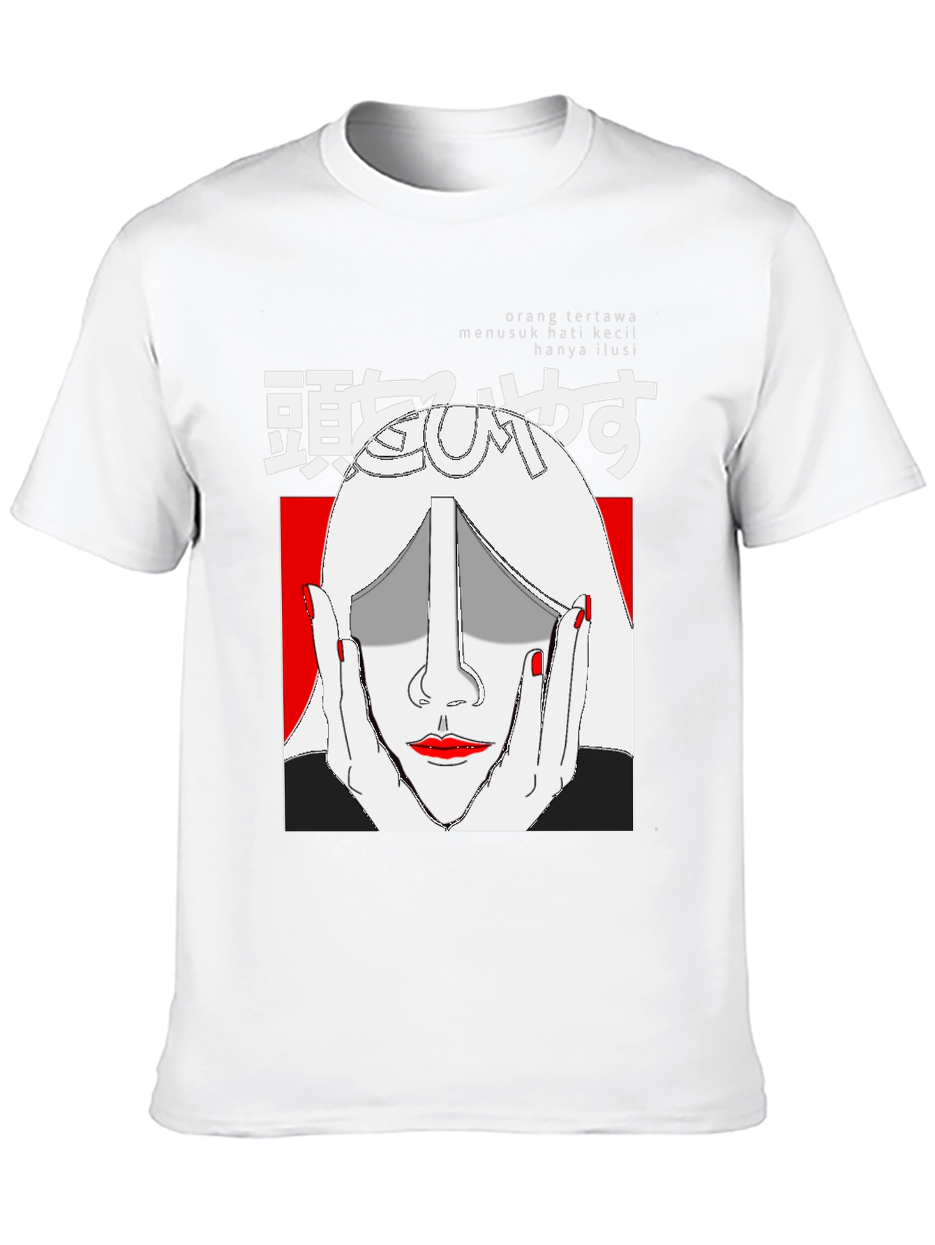 Graphic Print Tee - Japanese Art Style Black T-Shirt