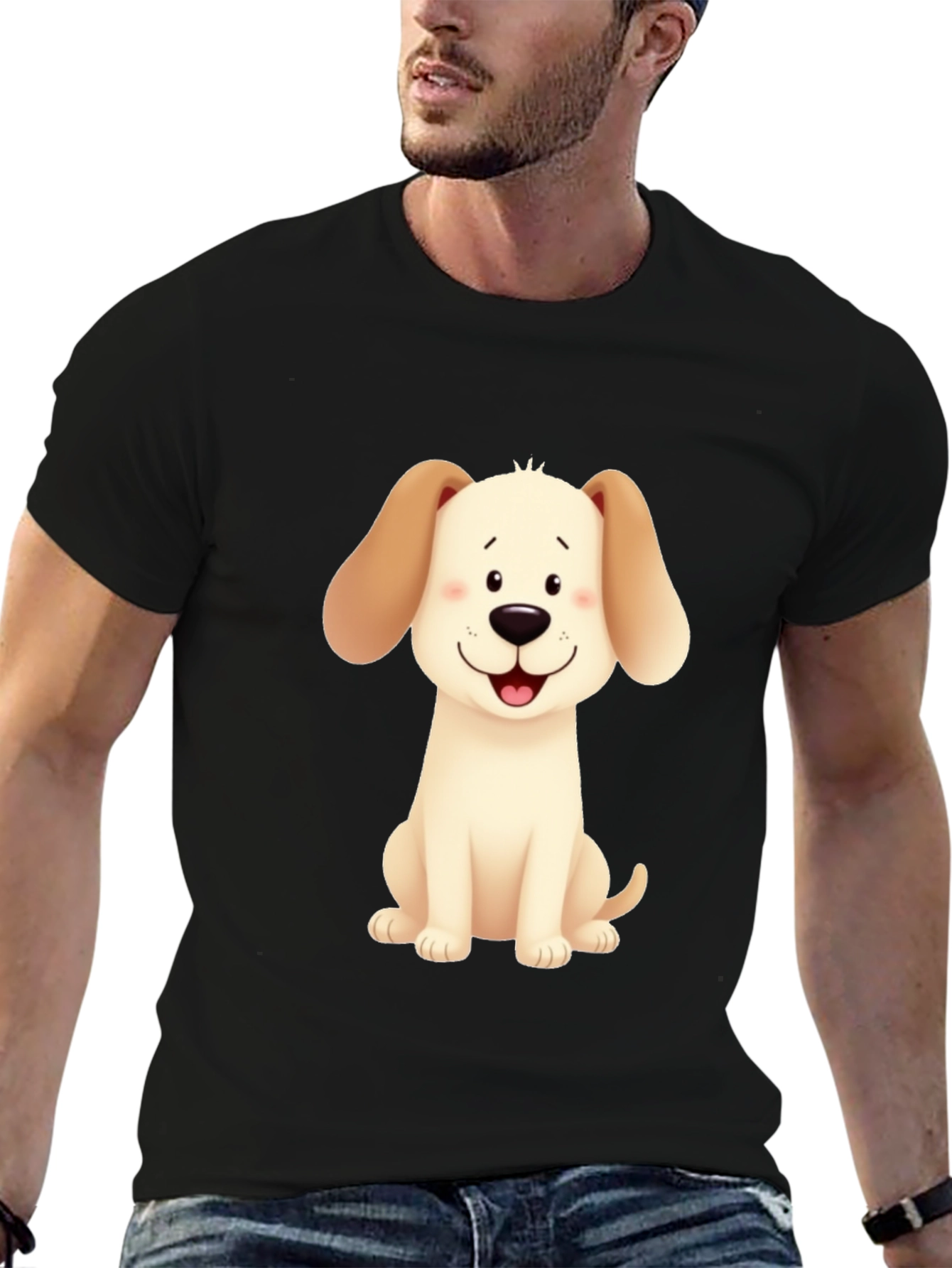 Cute Cartoon Dog Graphic T-Shirt