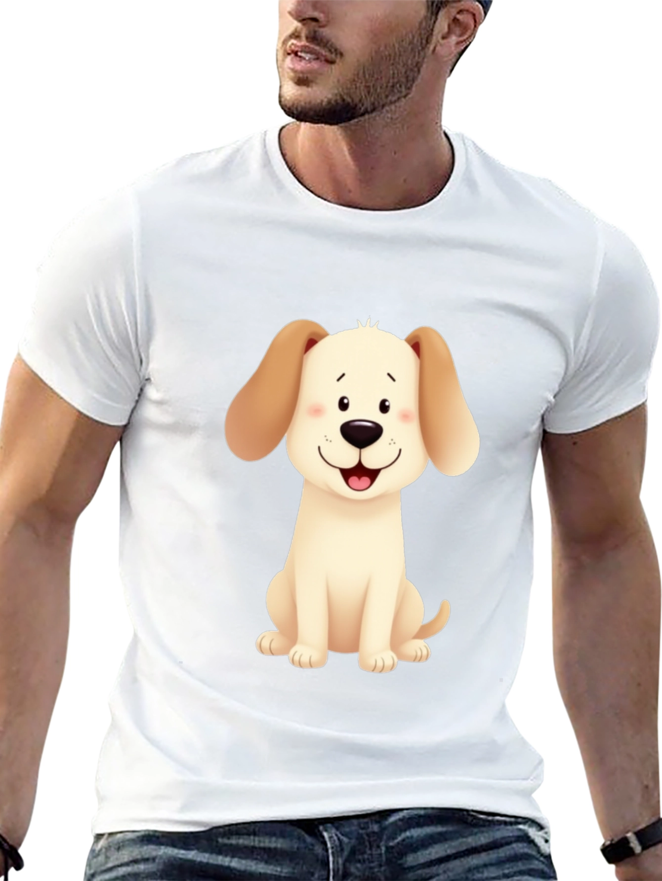 Cute Cartoon Dog Graphic T-Shirt