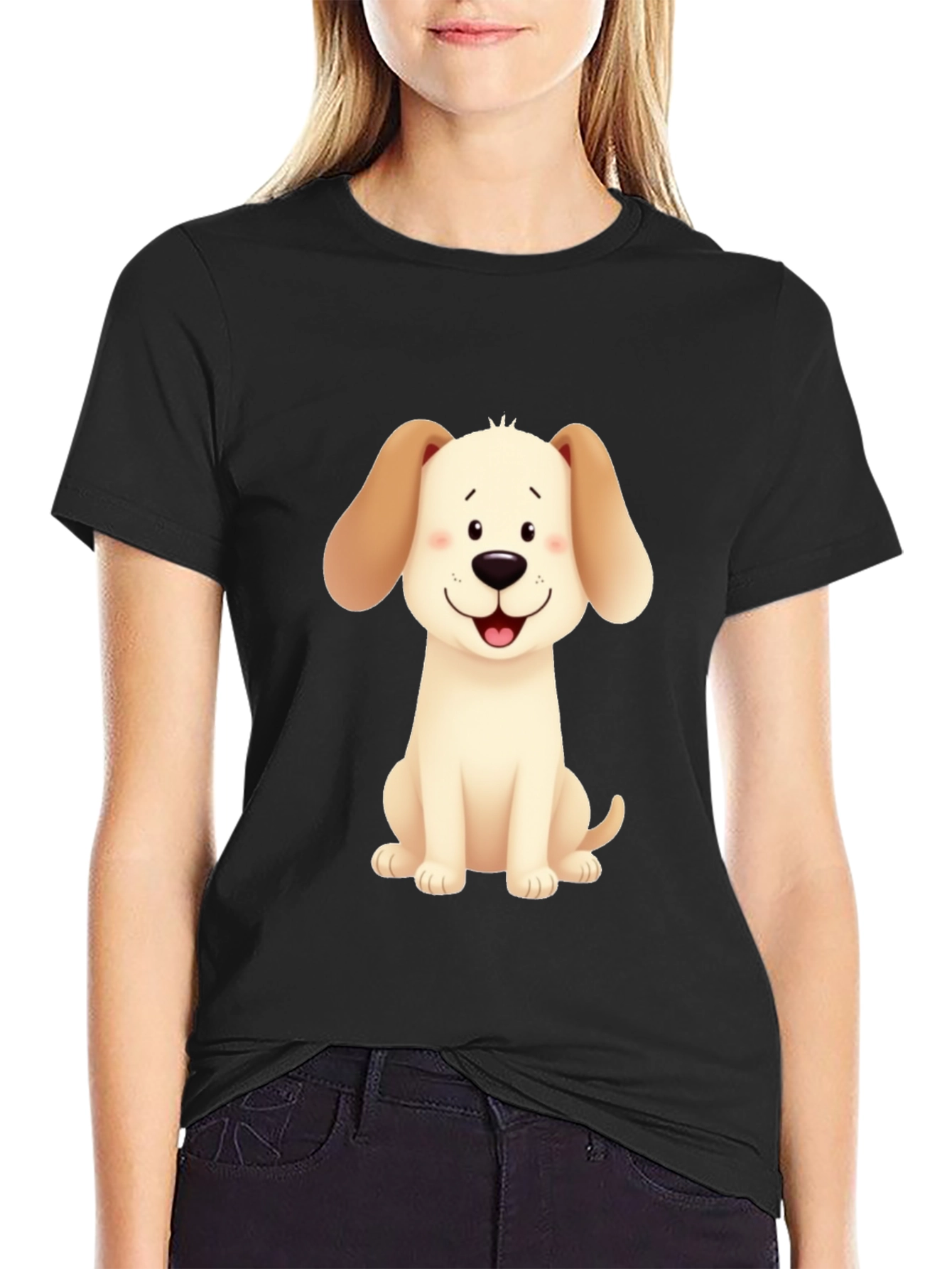 Cute Cartoon Dog Graphic T-Shirt