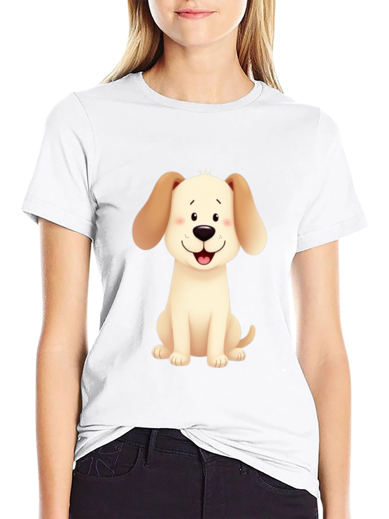 Cute Cartoon Dog Graphic T-Shirt