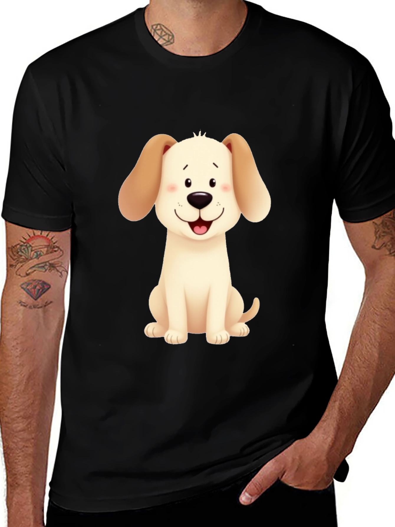 Cute Cartoon Dog Graphic T-Shirt