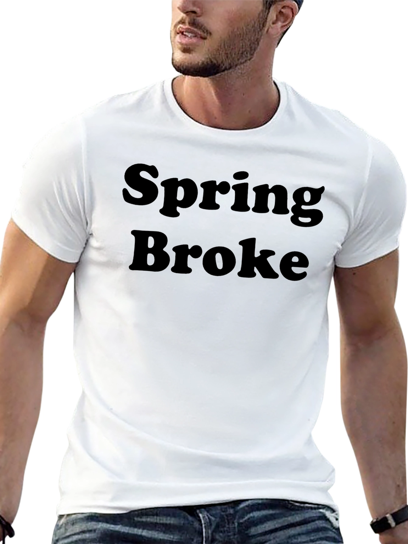 Spring Broke Graphic T-Shirt - Black Casual Tee