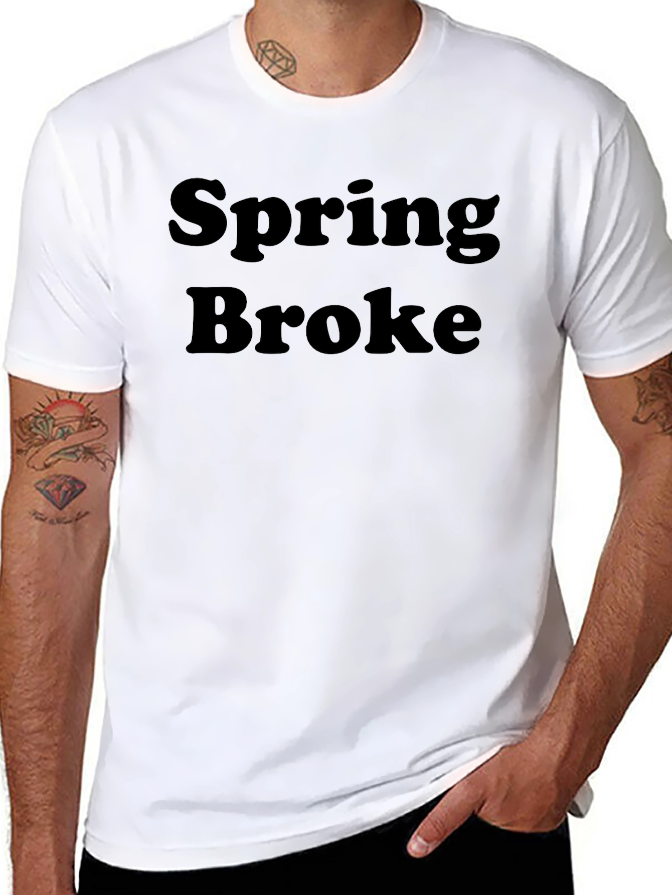 Spring Broke Graphic T-Shirt - Black Casual Tee